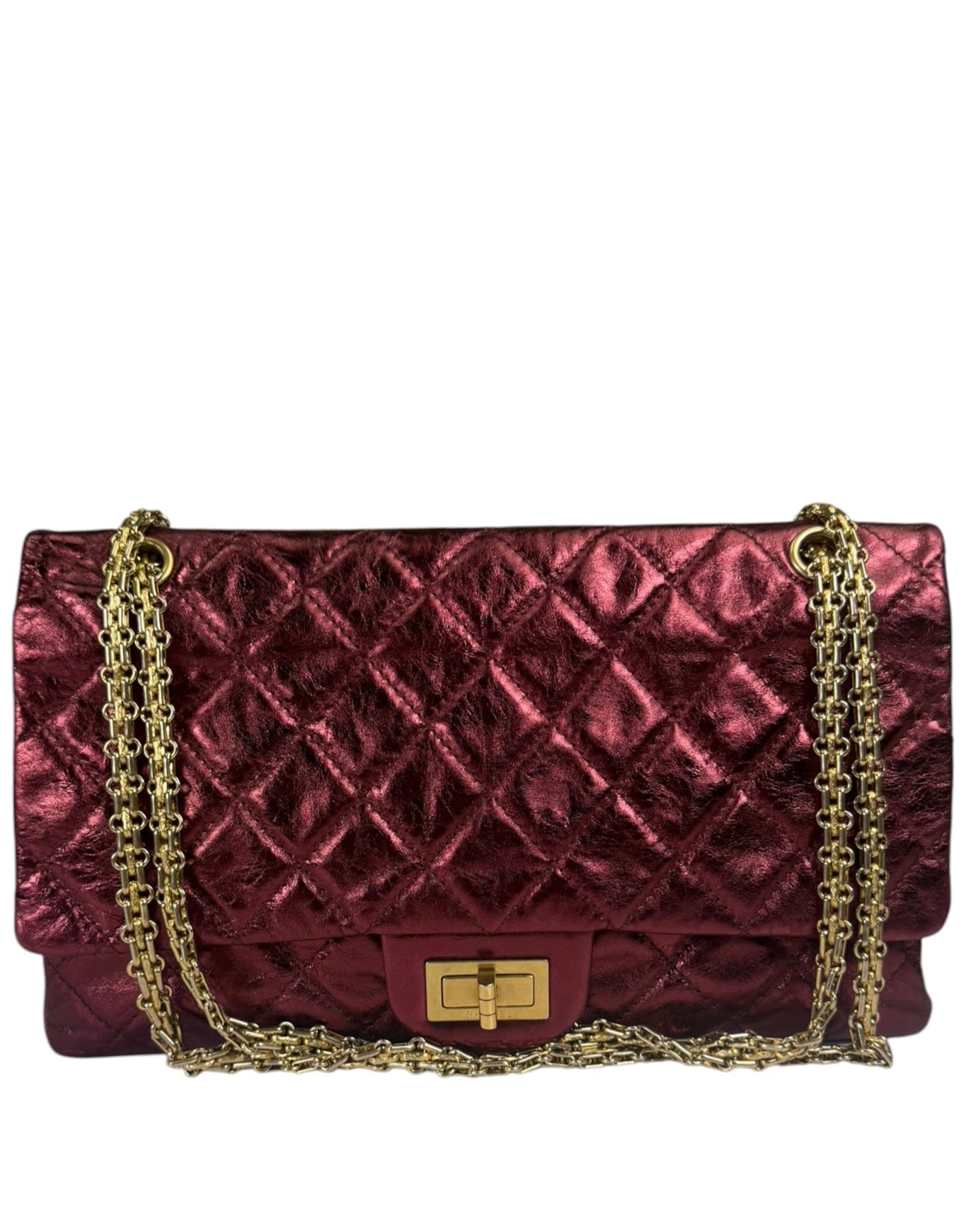 Chanel Patent Burgundy Quilted Leather 2.55 Reissue Double Flap Bag 2008