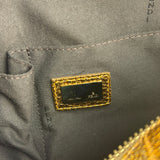 Fendi Metalic Gold Patent Pebbled Leather Media Boston Bag