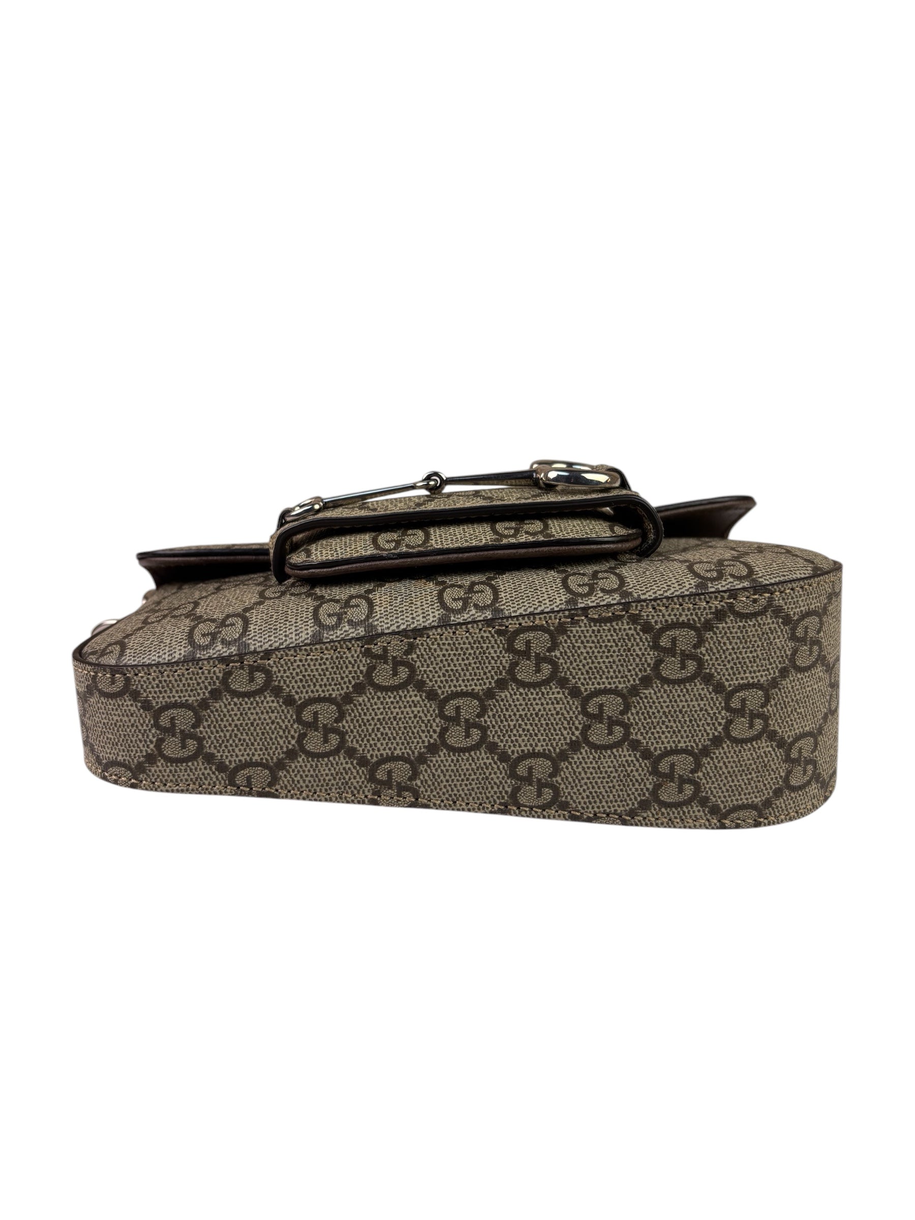 Gucci Beige Leather GG Horsebit 1955 Asymmentric Two-Way Bag