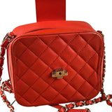 Chanel Red Quilted Lambskin Nano CC Box Camera Bag 2018
