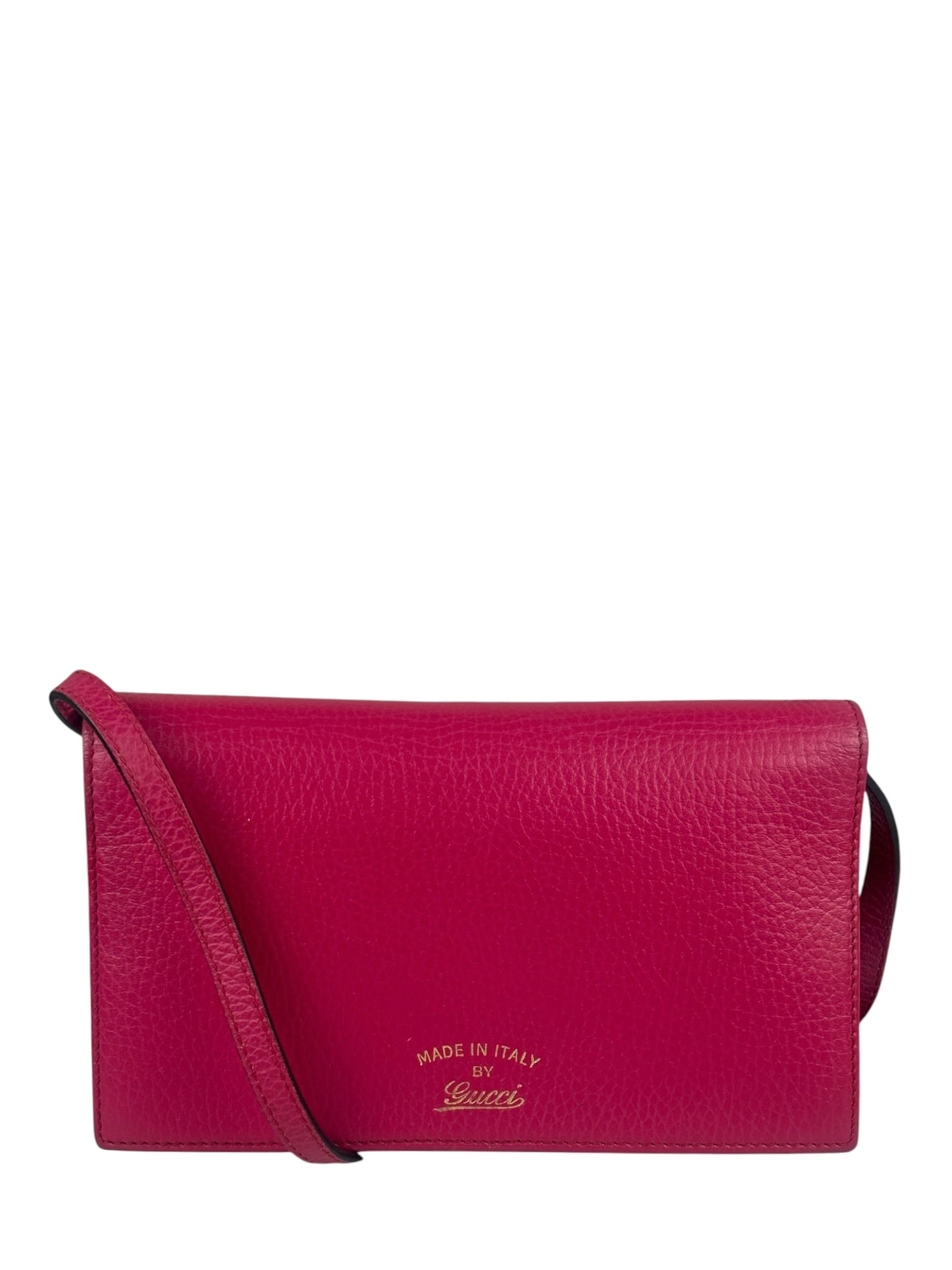 Gucci Pink Leather Swing Wallet/Pochette