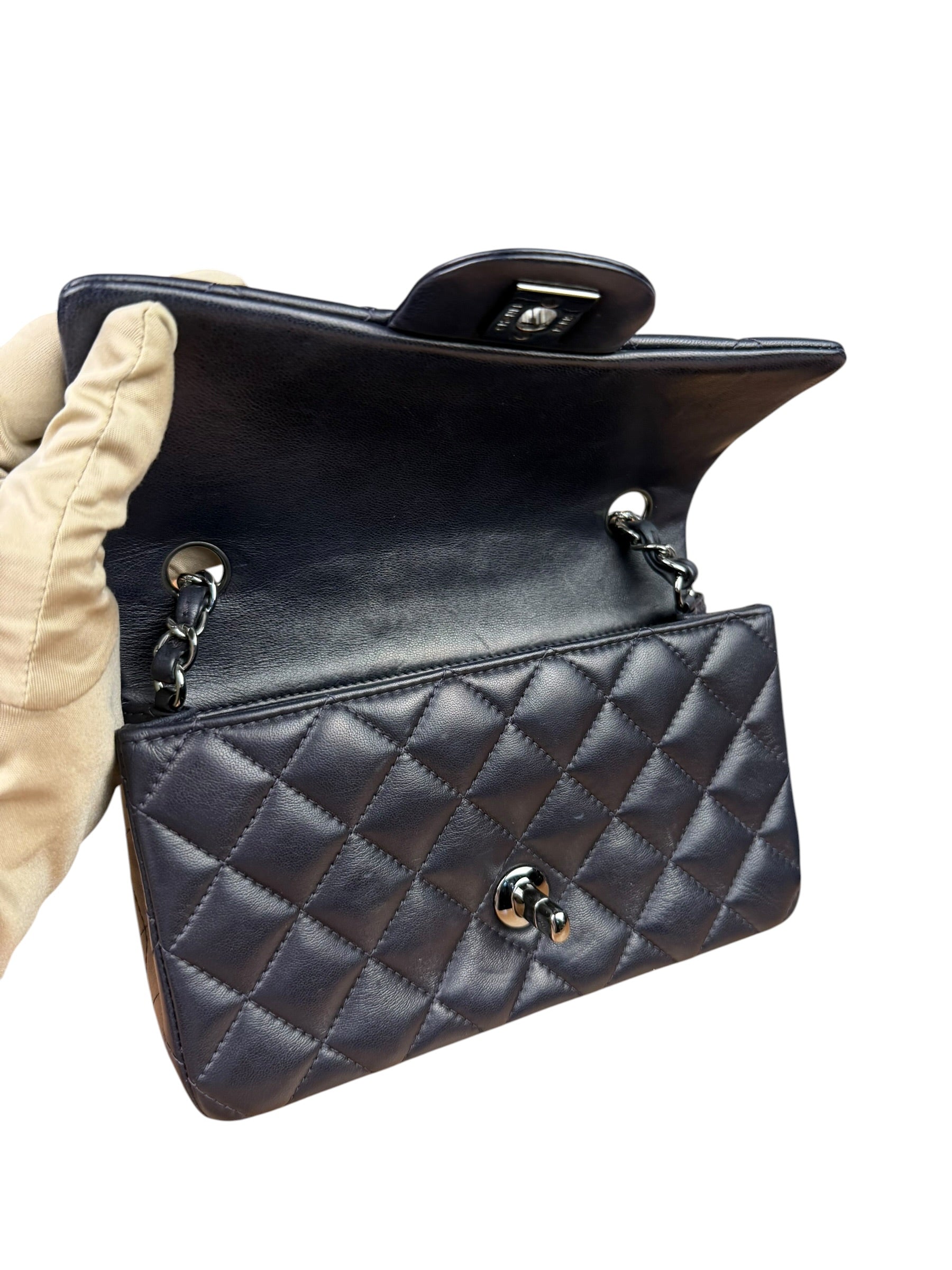 Chanel Iridescent Blue Quilted Leather Mini Flap Bag 2017