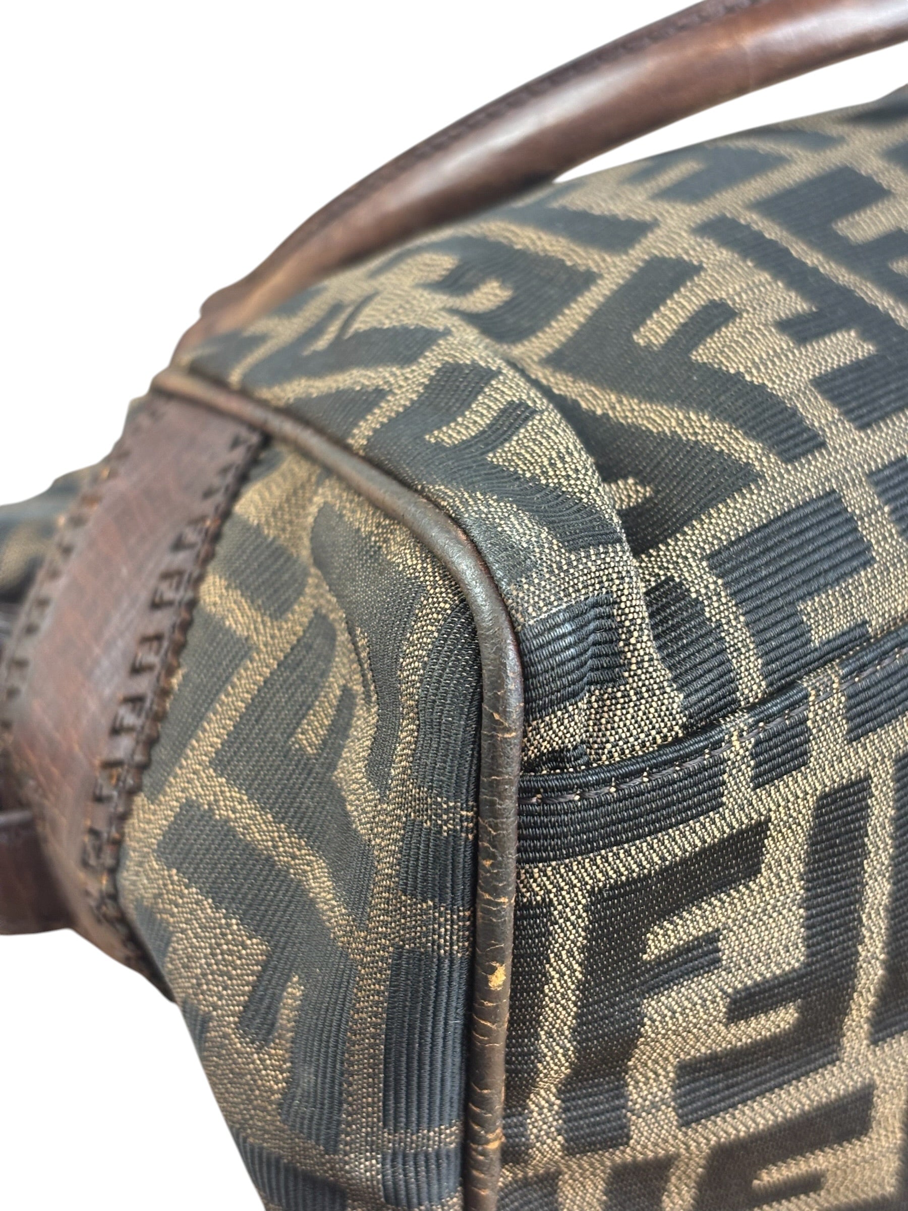 Fendi Leather Trim Zucca Canvas Du Jour Tote Bag