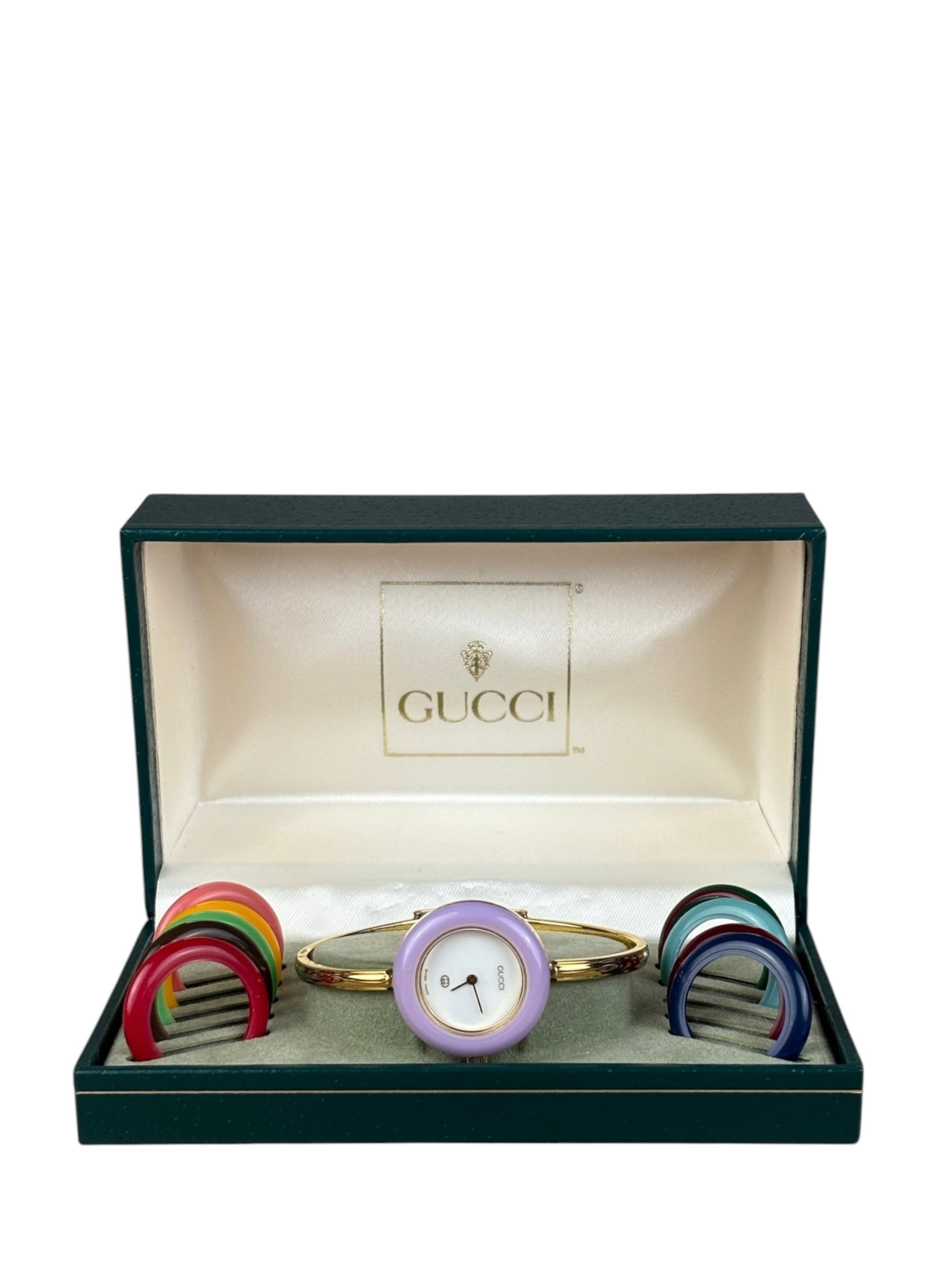 Gucci Vintage Gold 1100L Interchangeable Bezel Bangle