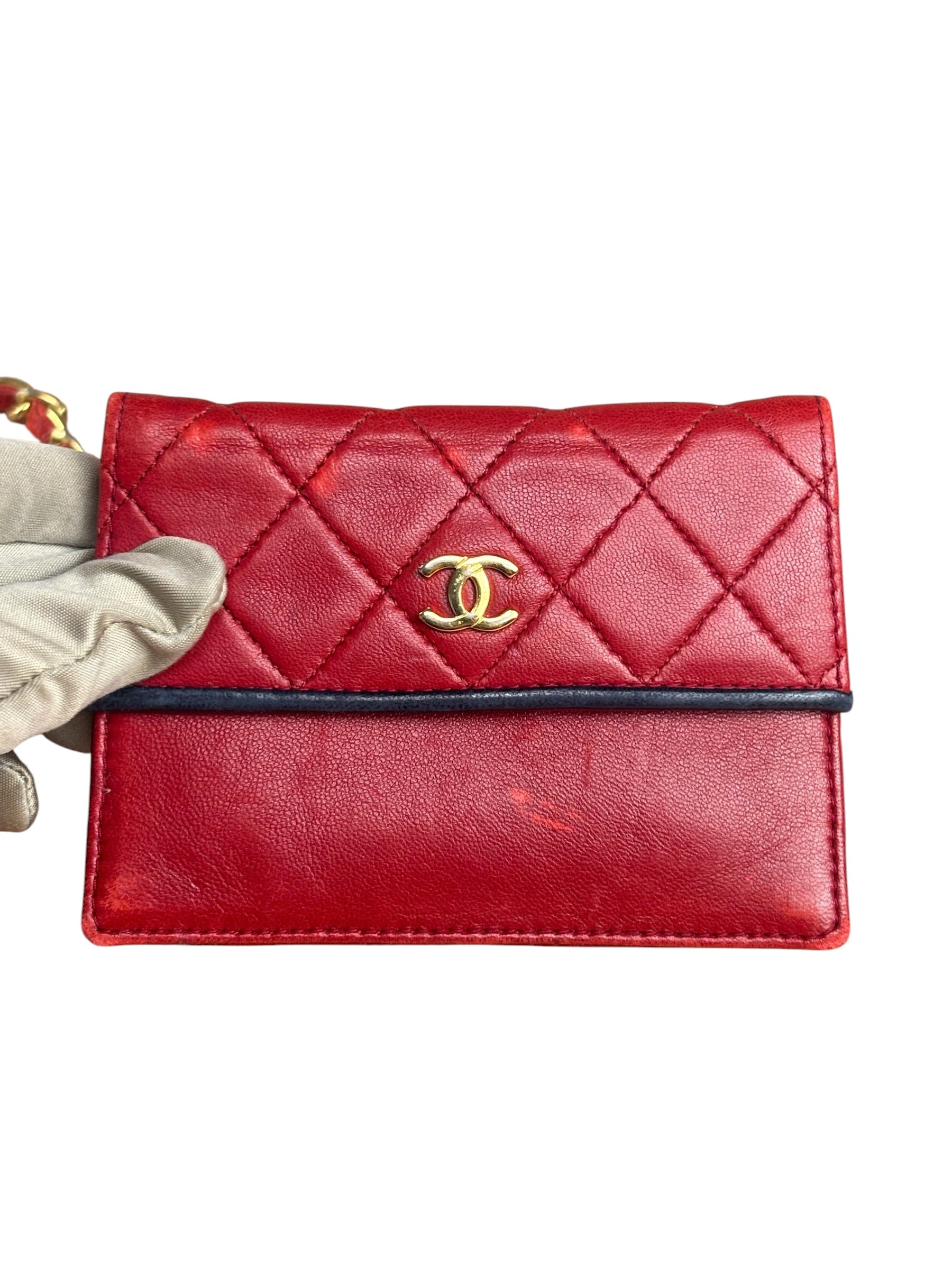 Chanel Red & Navy Trapezoid Flap Bag 1992