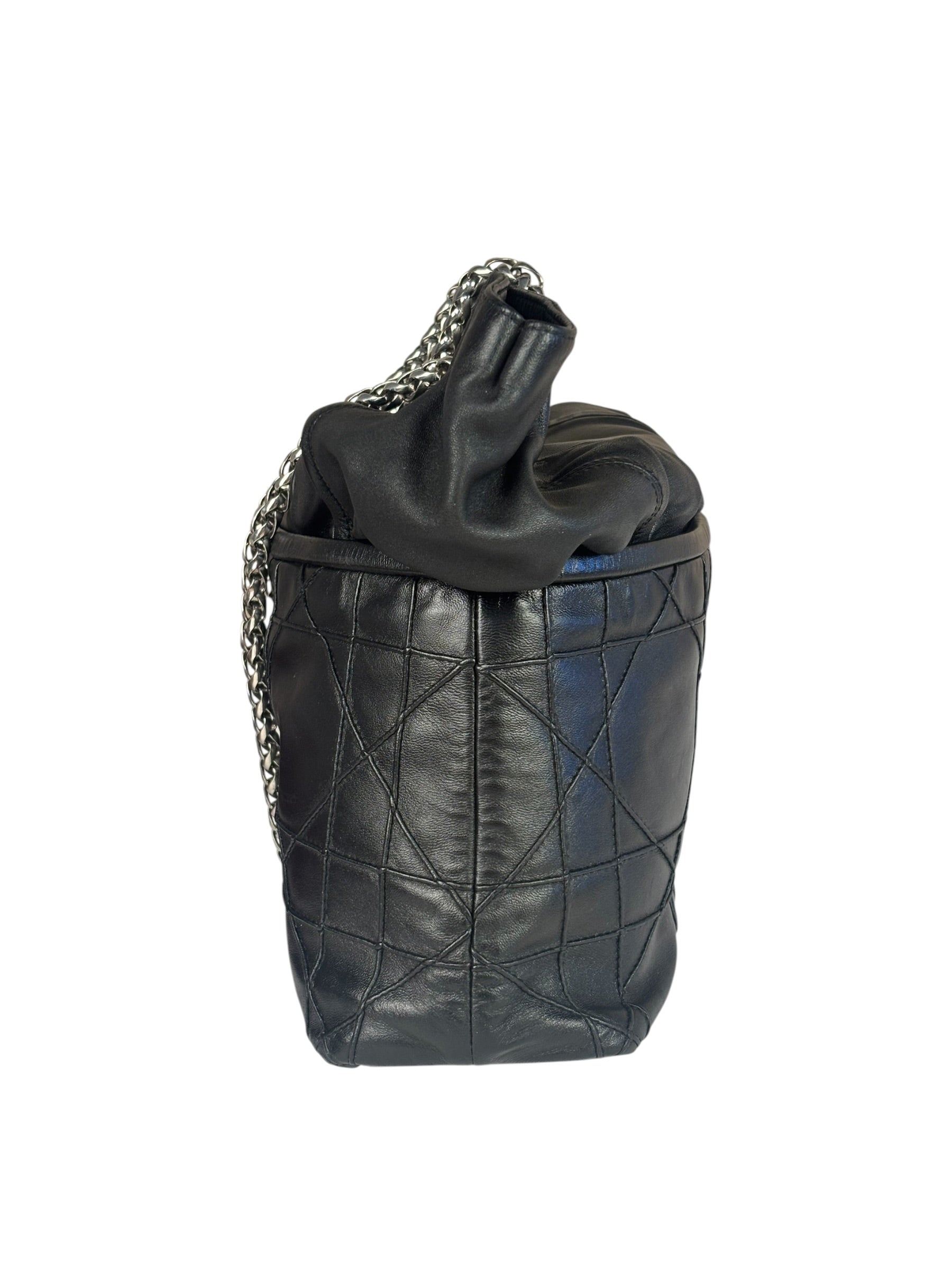 Christian Dior Black Leather Cannage Granville Chain Tote