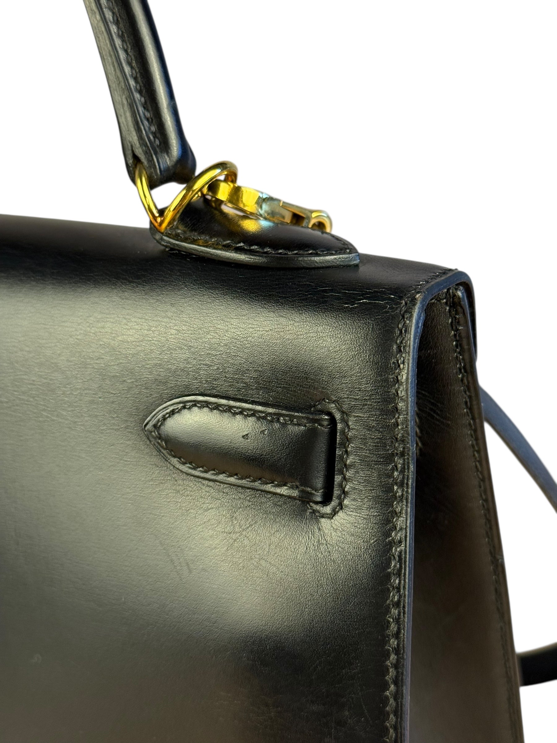 Hermes Kelly 32 Black Box Leather 1991