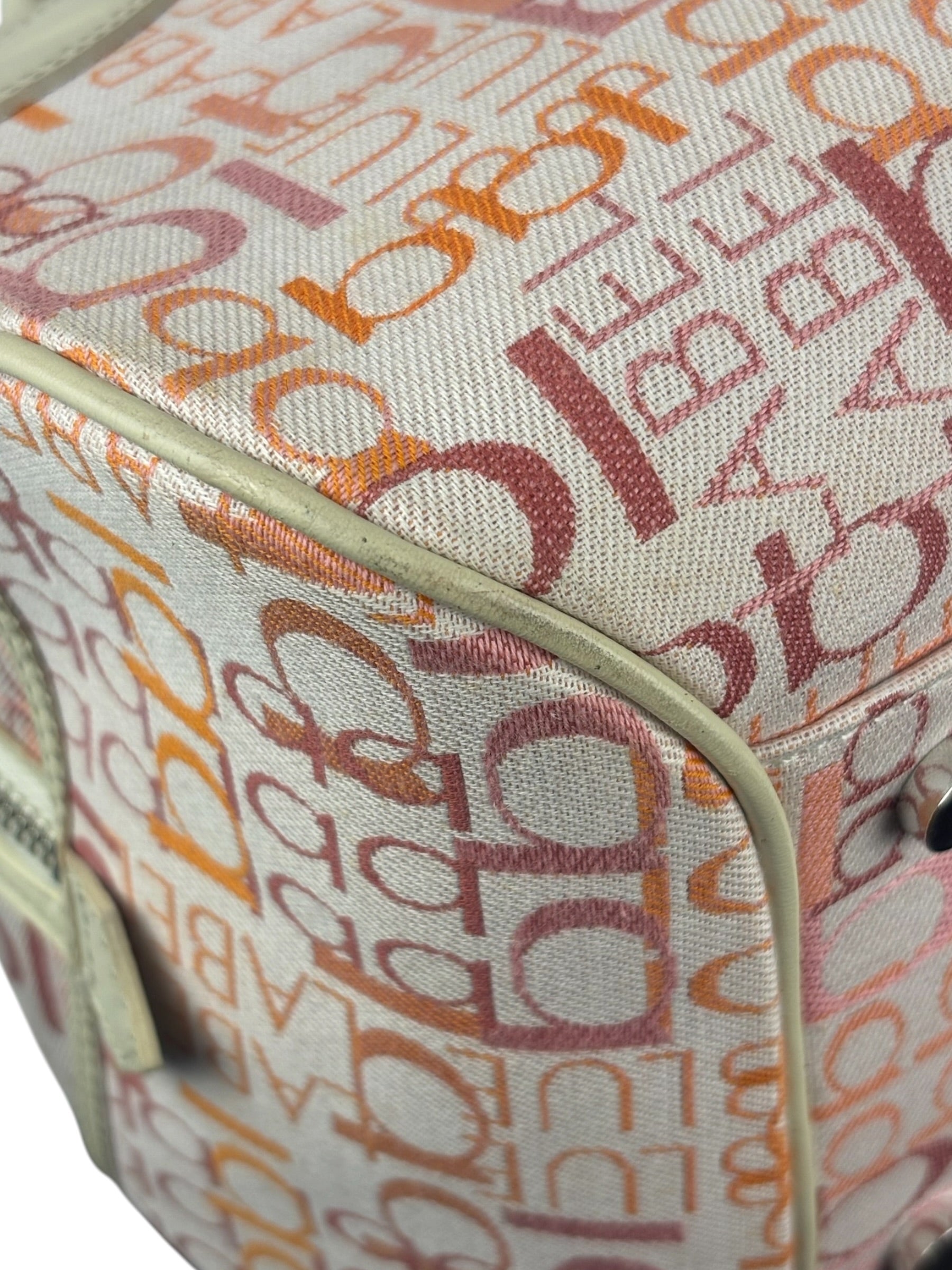 Burberry Blue Label Pink Multi Logo Bowler Bag