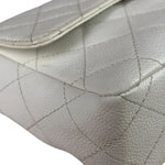 Chanel White Quilted Caviar Wooden M Flap 1999
