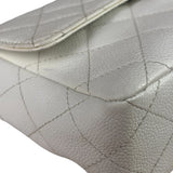 Chanel White Quilted Caviar Wooden M Flap 1999