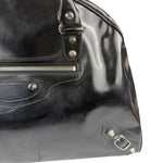 Balenciaga Black Patent Leather Weekender Handbag