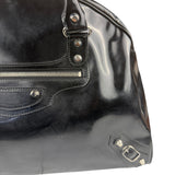 Balenciaga Black Patent Leather Weekender Handbag