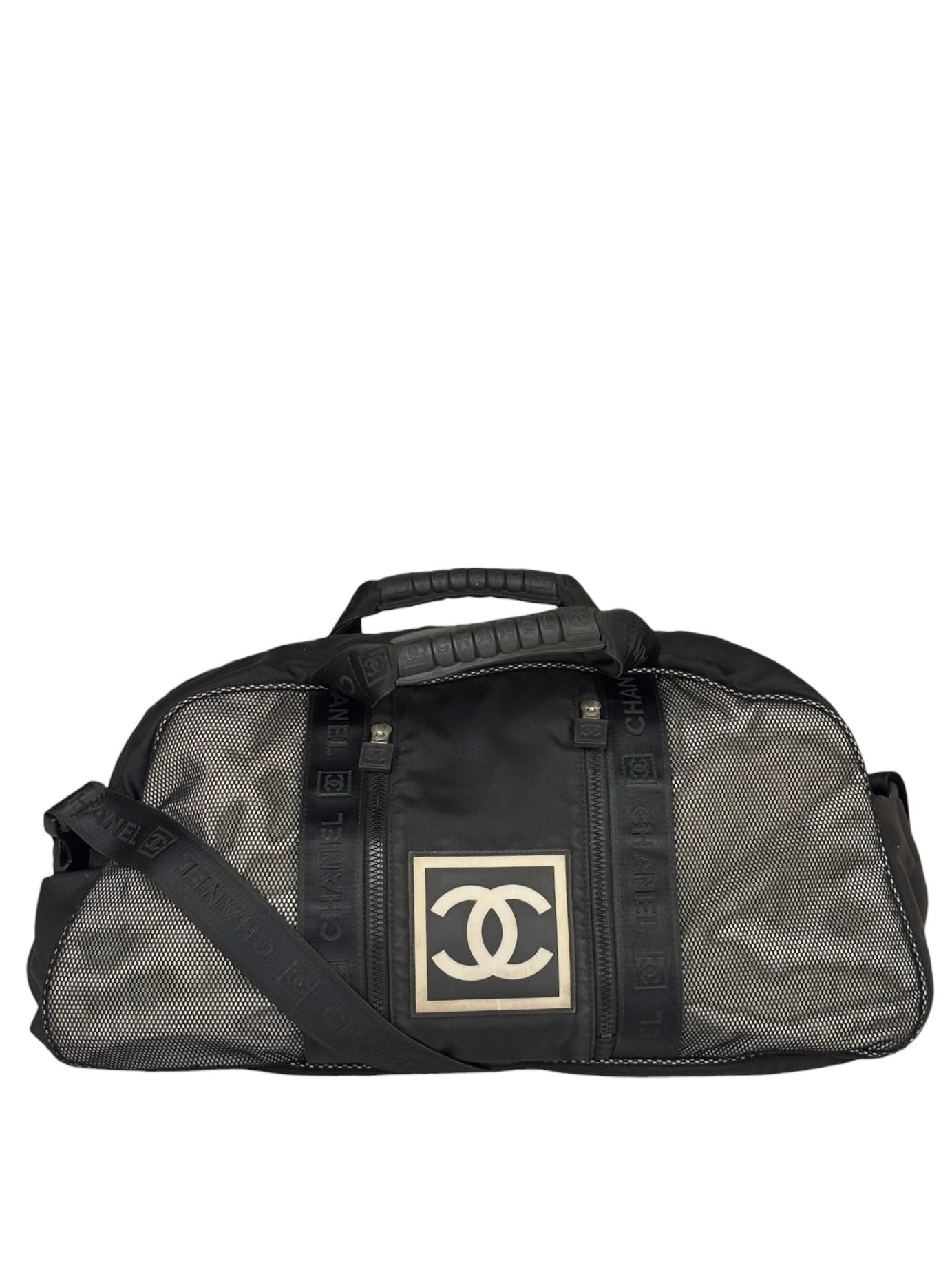 Chanel Black NylonSport Line Duffle Mesh Large Bag 2000's