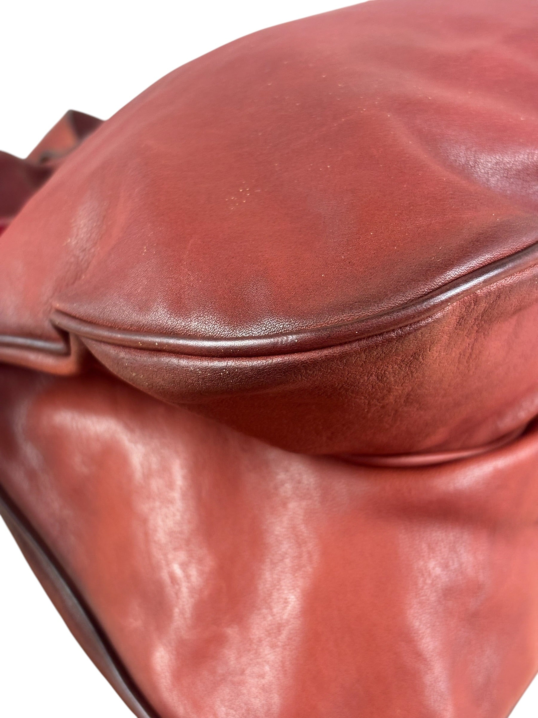 Christian Dior Burgundy Leather Gaucho Saddle Large Shoulder Bag