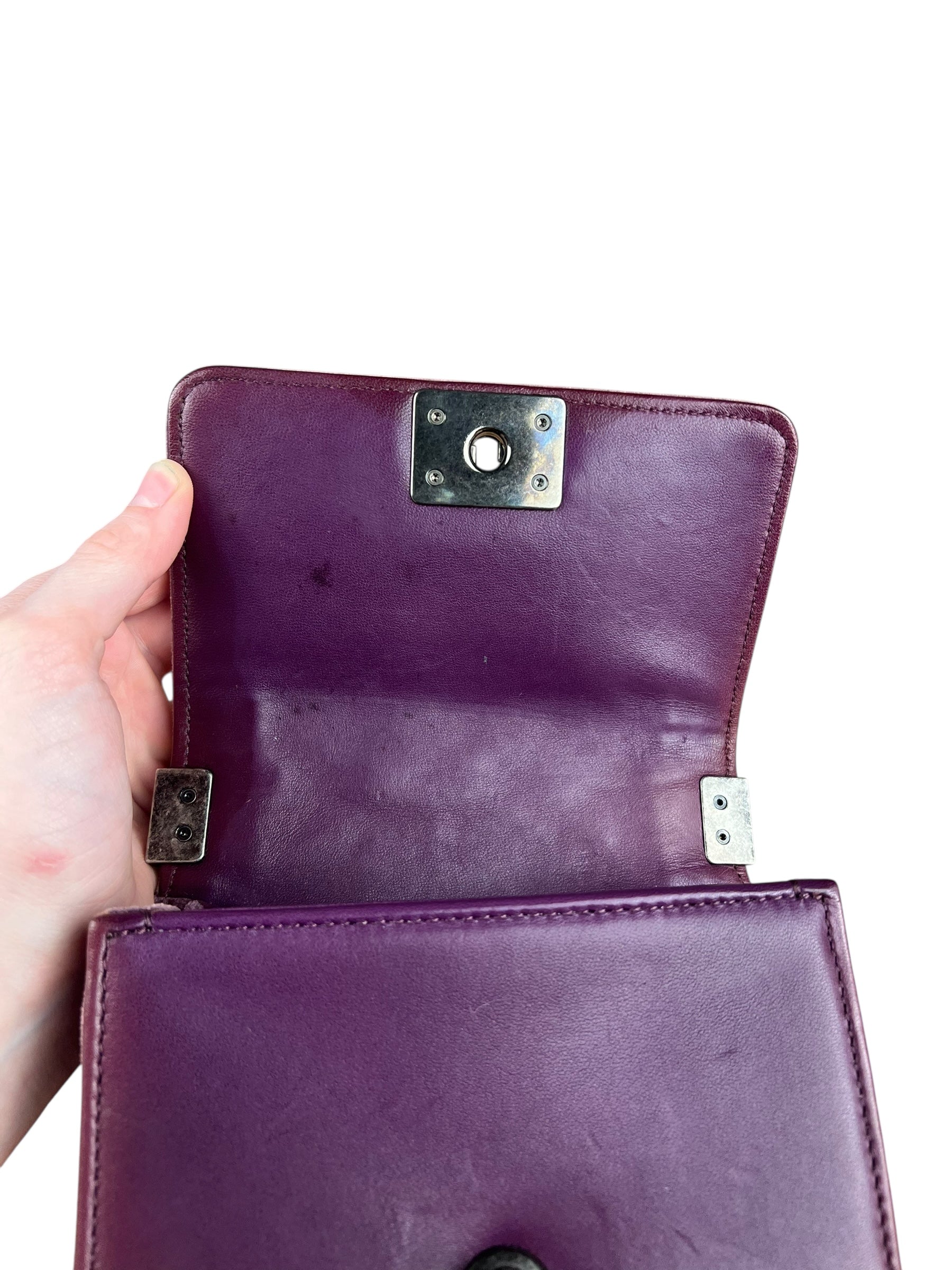 Chanel Purple Velvet Mini Boy Bag 2013