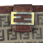 Fendi FF Buckle Canvas Print Compact Wallet