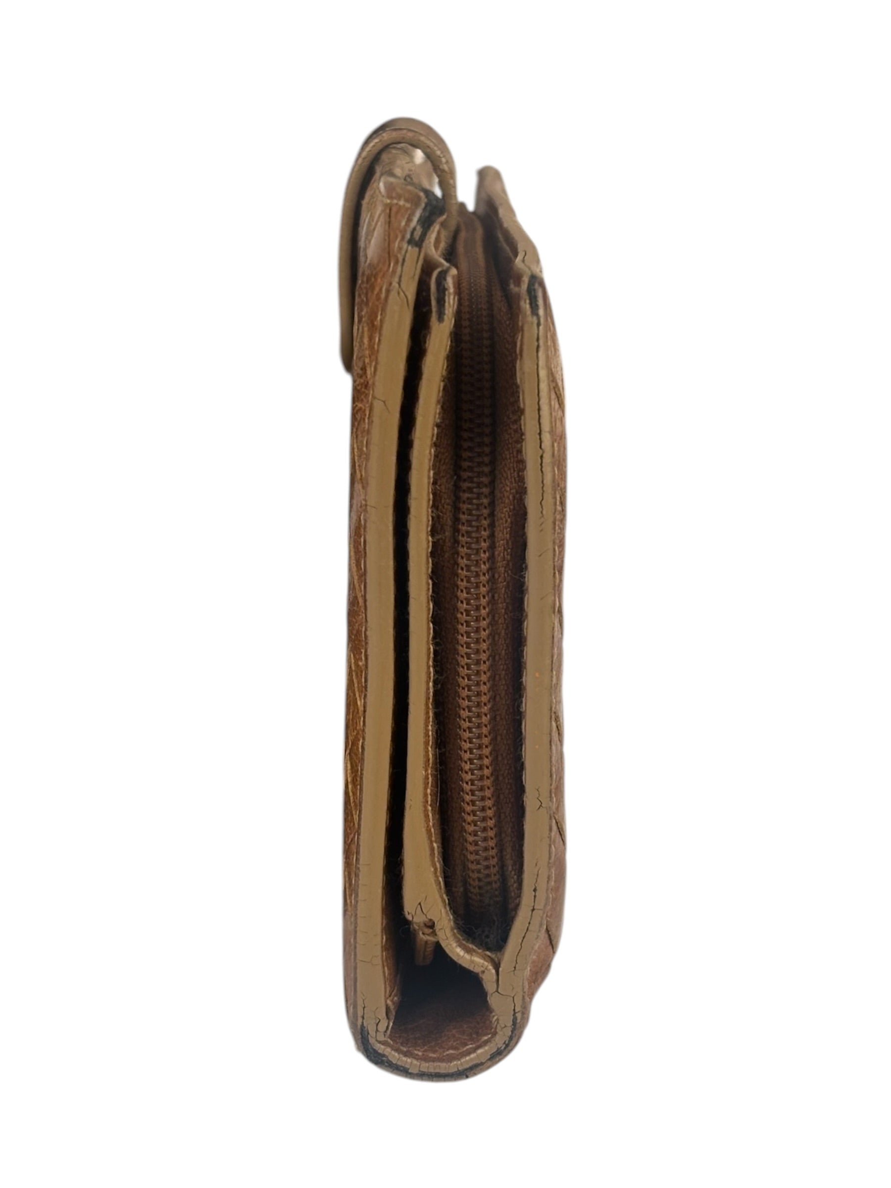 Bottega Veneta Vintage Brown Leather Woven Intrecciato Wallet