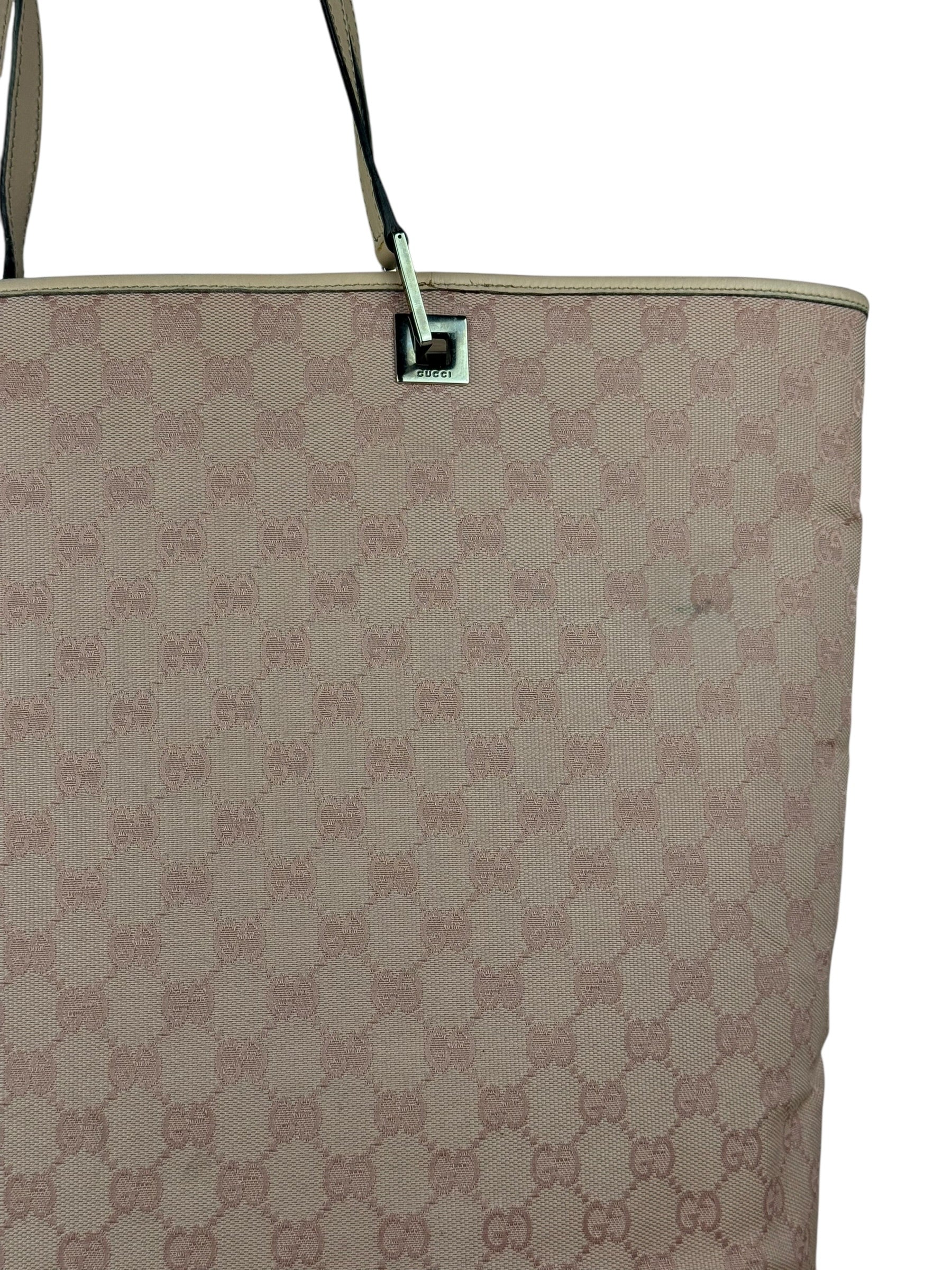 Gucci Vintage Pink Canvas Large Tote Bag
