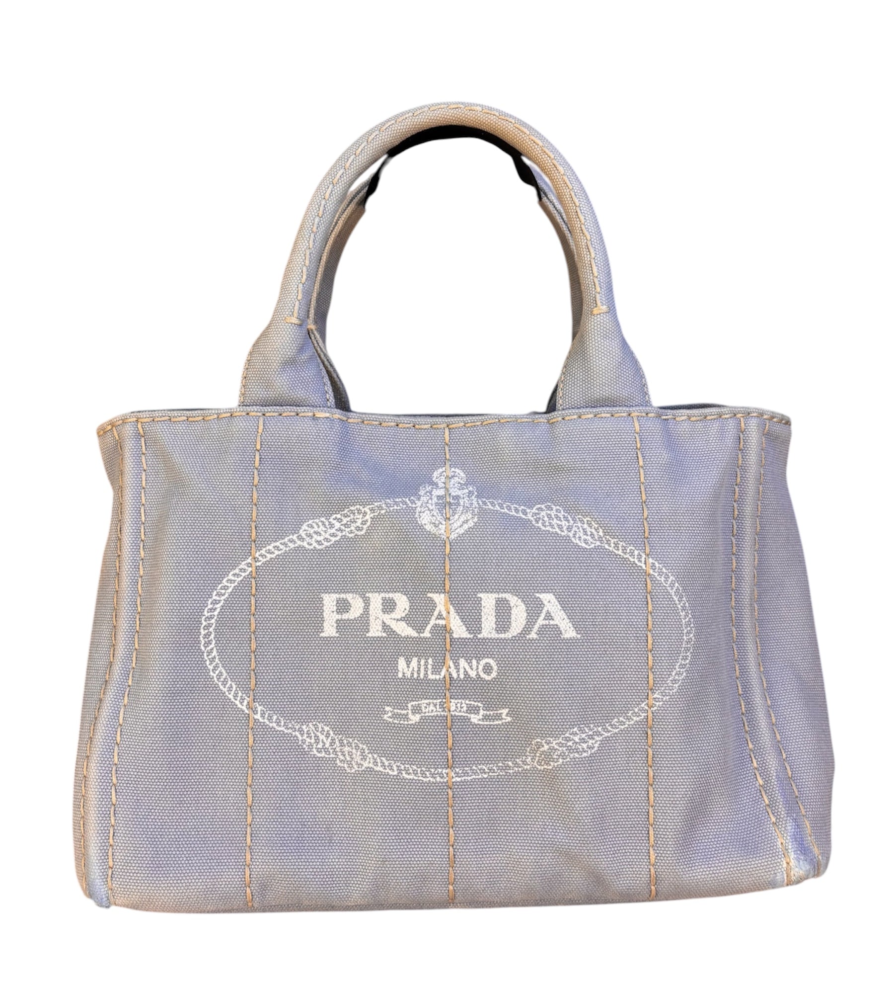 Prada Light Blue Canapa Canvas Two-Way Tote