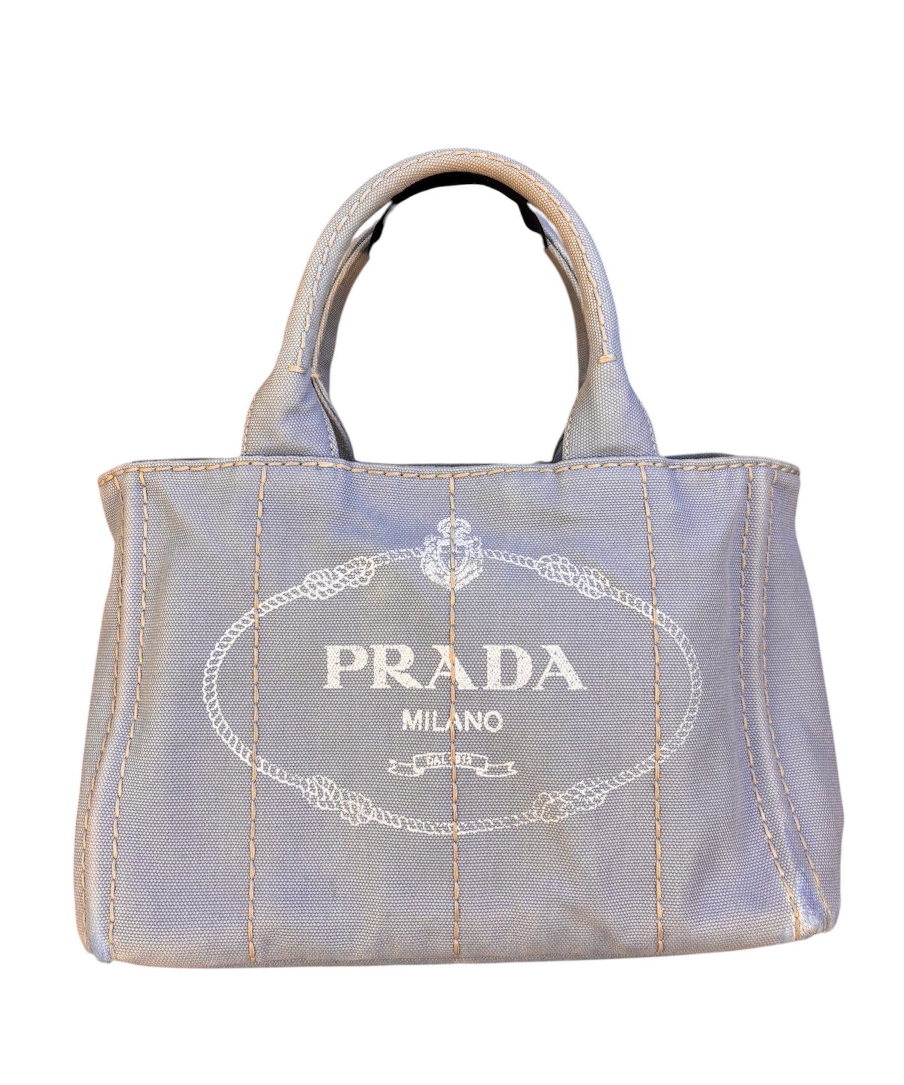 Prada Light Blue Canapa Canvas Two-Way Tote