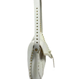 Celine White Grained Leather Studded Poultbot Shoulder Bag