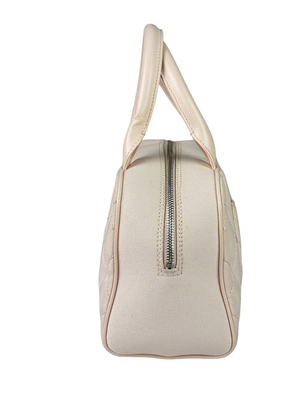 Chanel Pink Leather Trim Quilted Timeless Bowling Handbag 2004