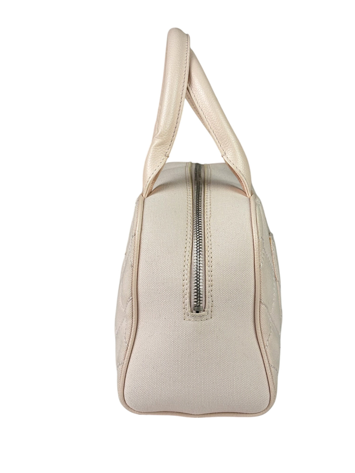 Chanel Pink Leather Trim Quilted Timeless Bowling Handbag 2004