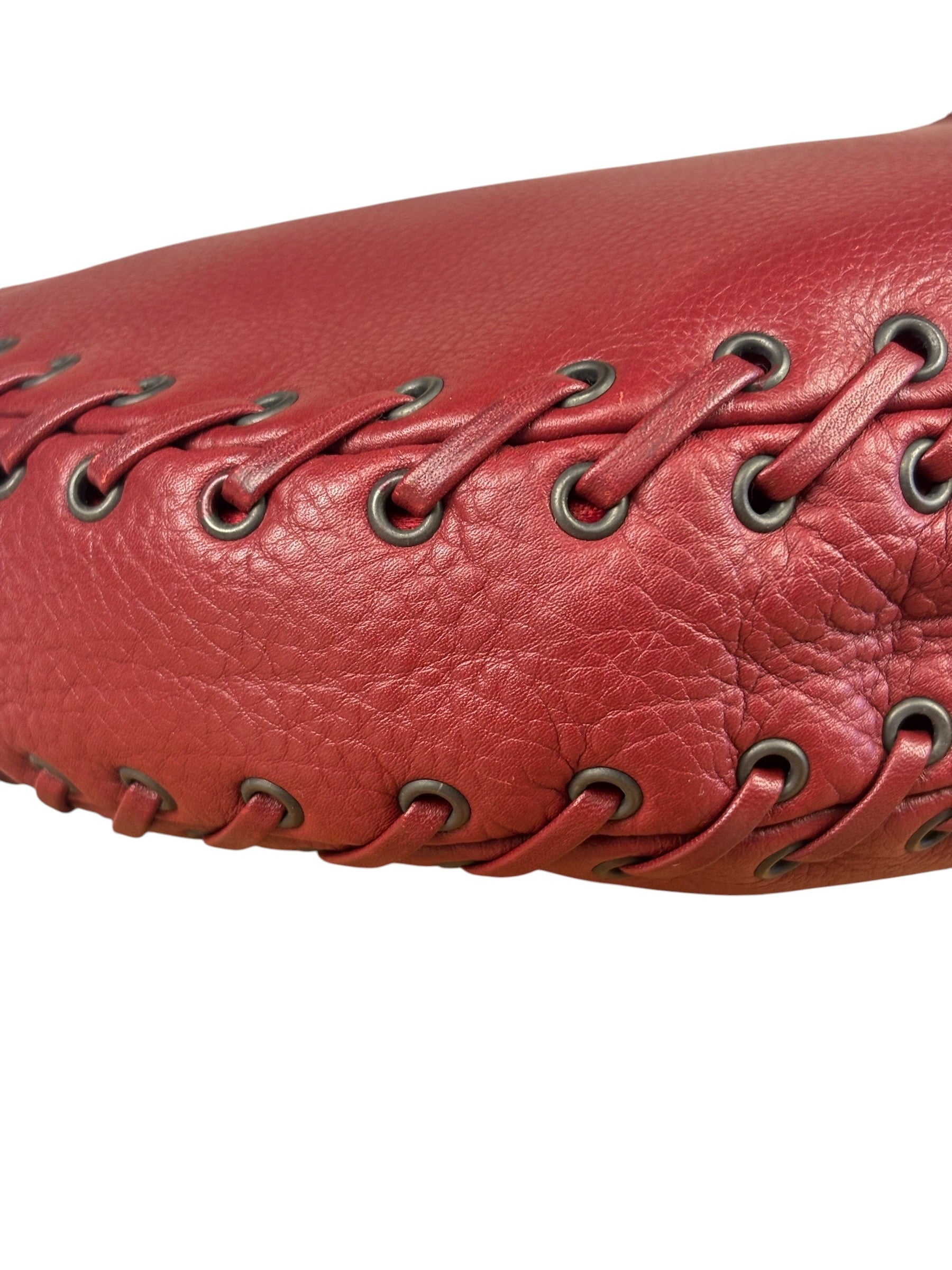 Christian Dior Red Leather Ethnic Hobo Bag