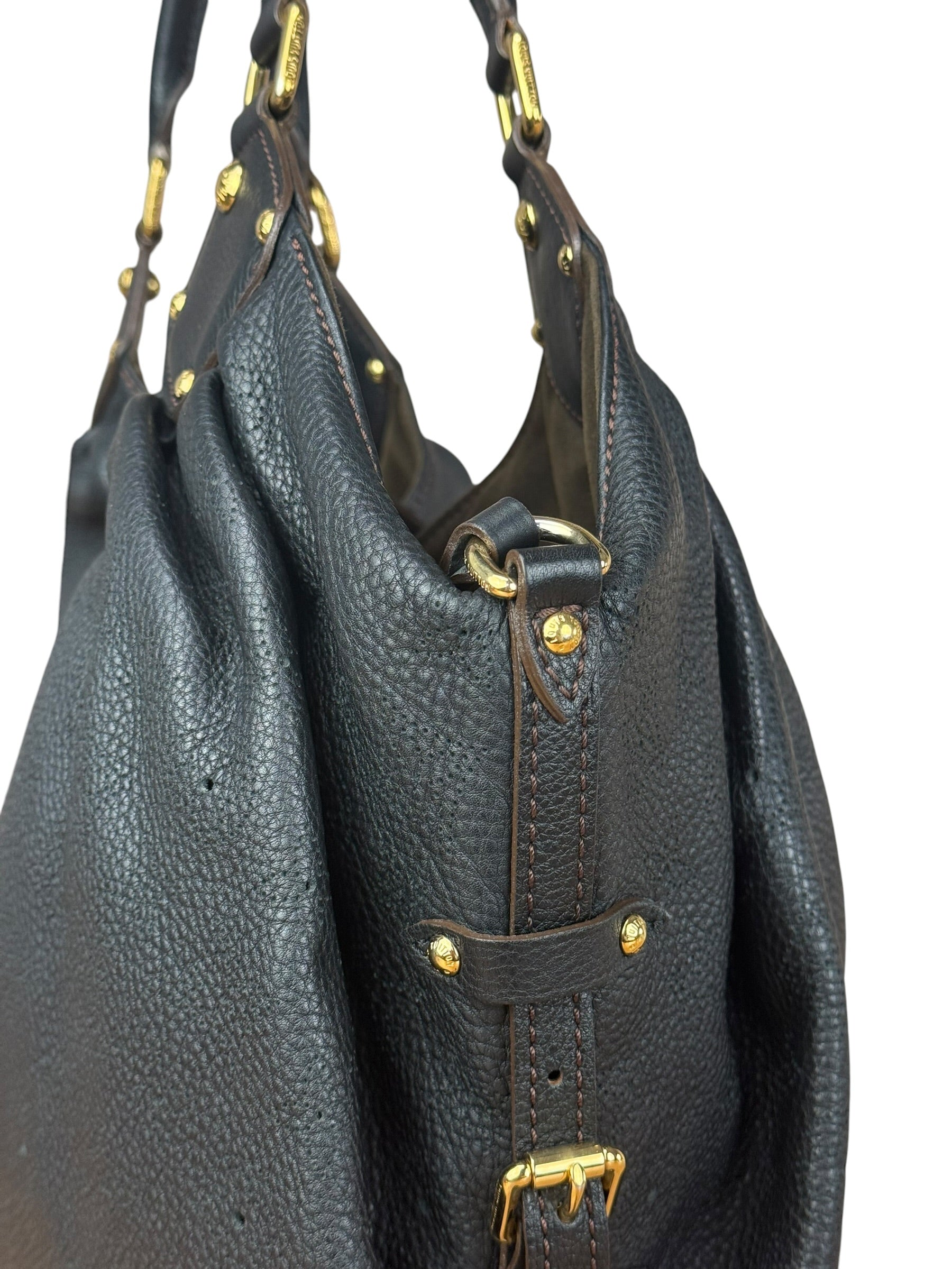 Louis Vuitton Perforated Monogram Mahina Hobo Bag Black