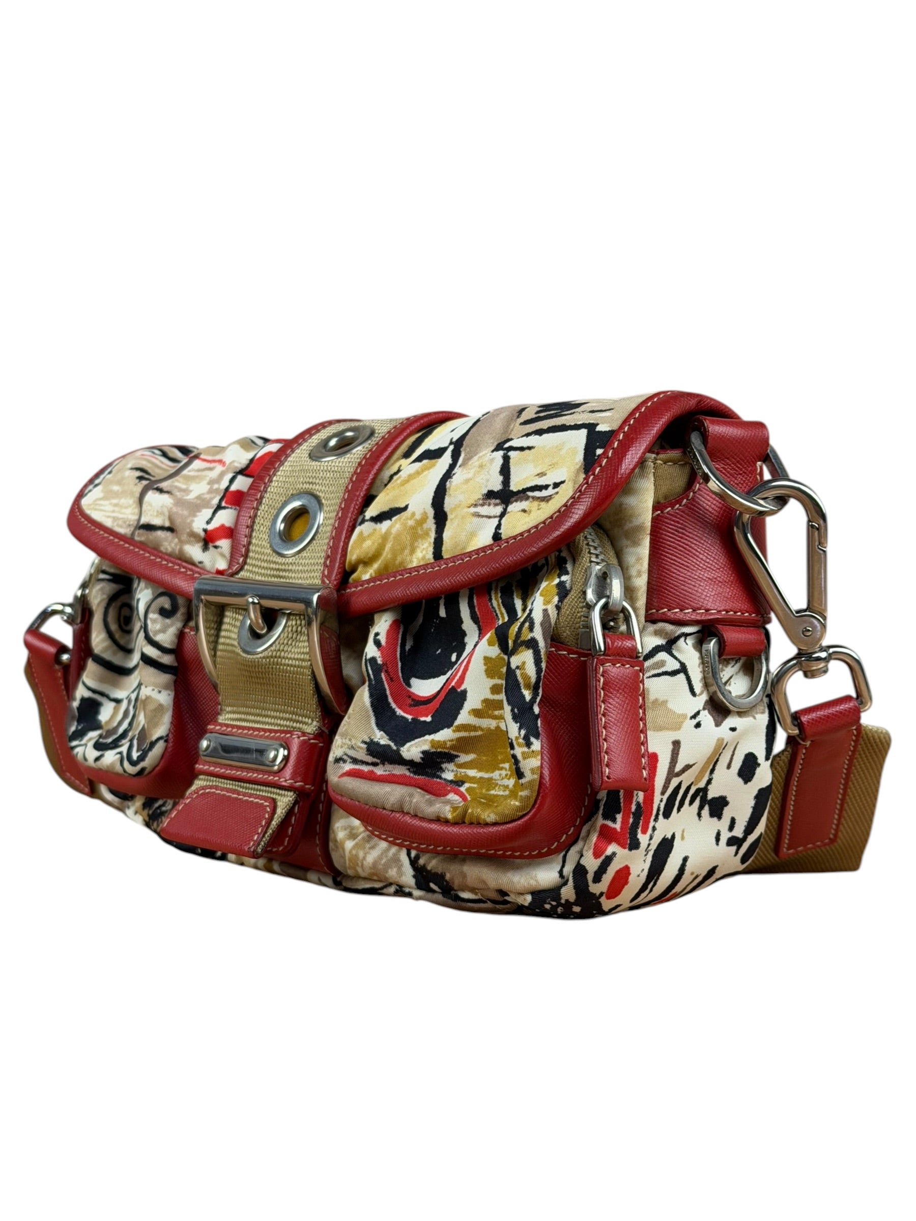 Prada Multicolor Nylon Leather Trim Shoulder Bag