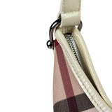 Burberry Beige Leather Trim Nova Check Hobo Bag