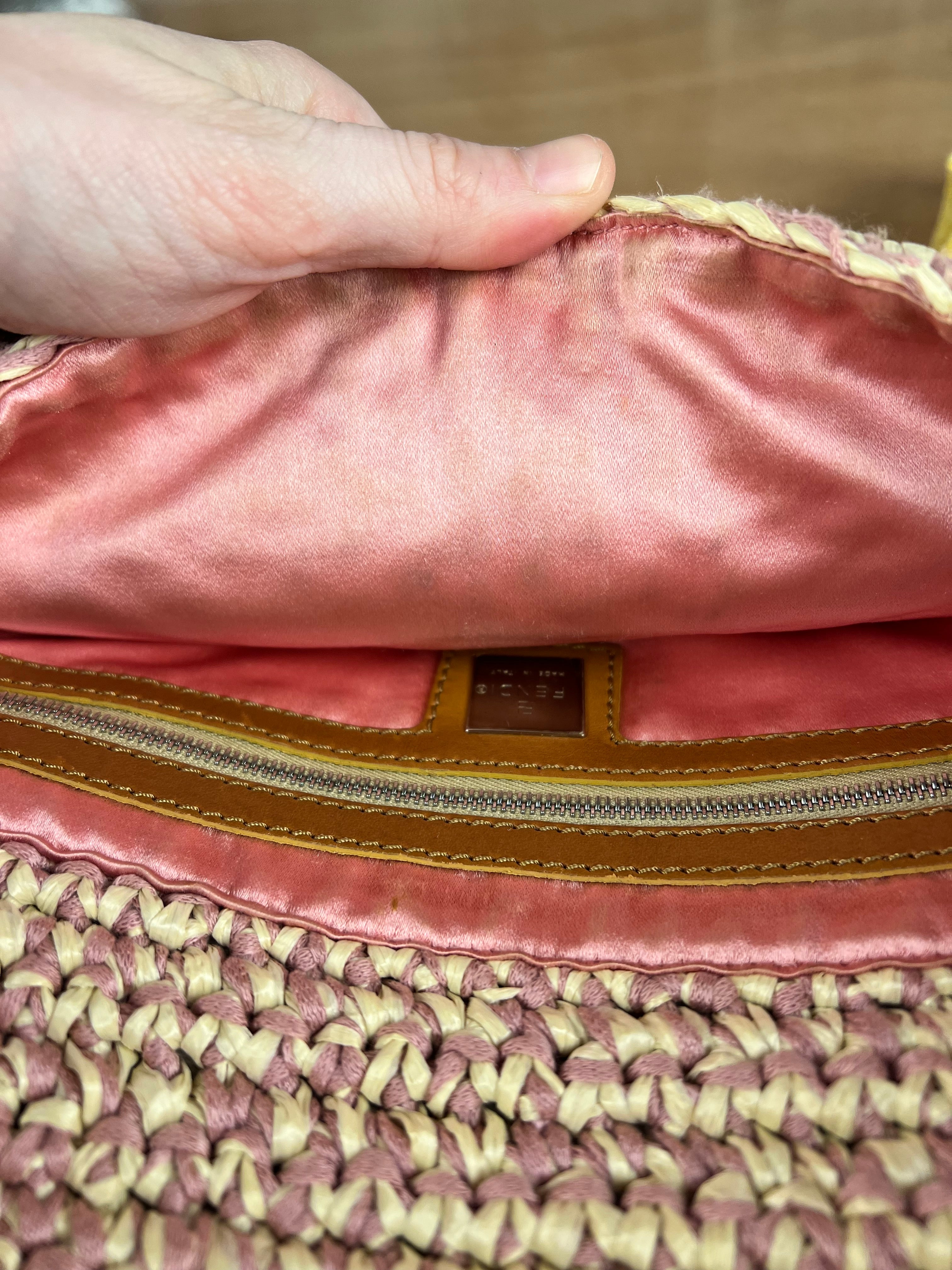 Fendi Raffia Crochet Baguette