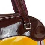Prada Vintage Yellow/Burgundy Patent Leather Bowler Shoulder Bag