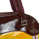 Prada Vintage Yellow/Burgundy Patent Leather Bowler Shoulder Bag