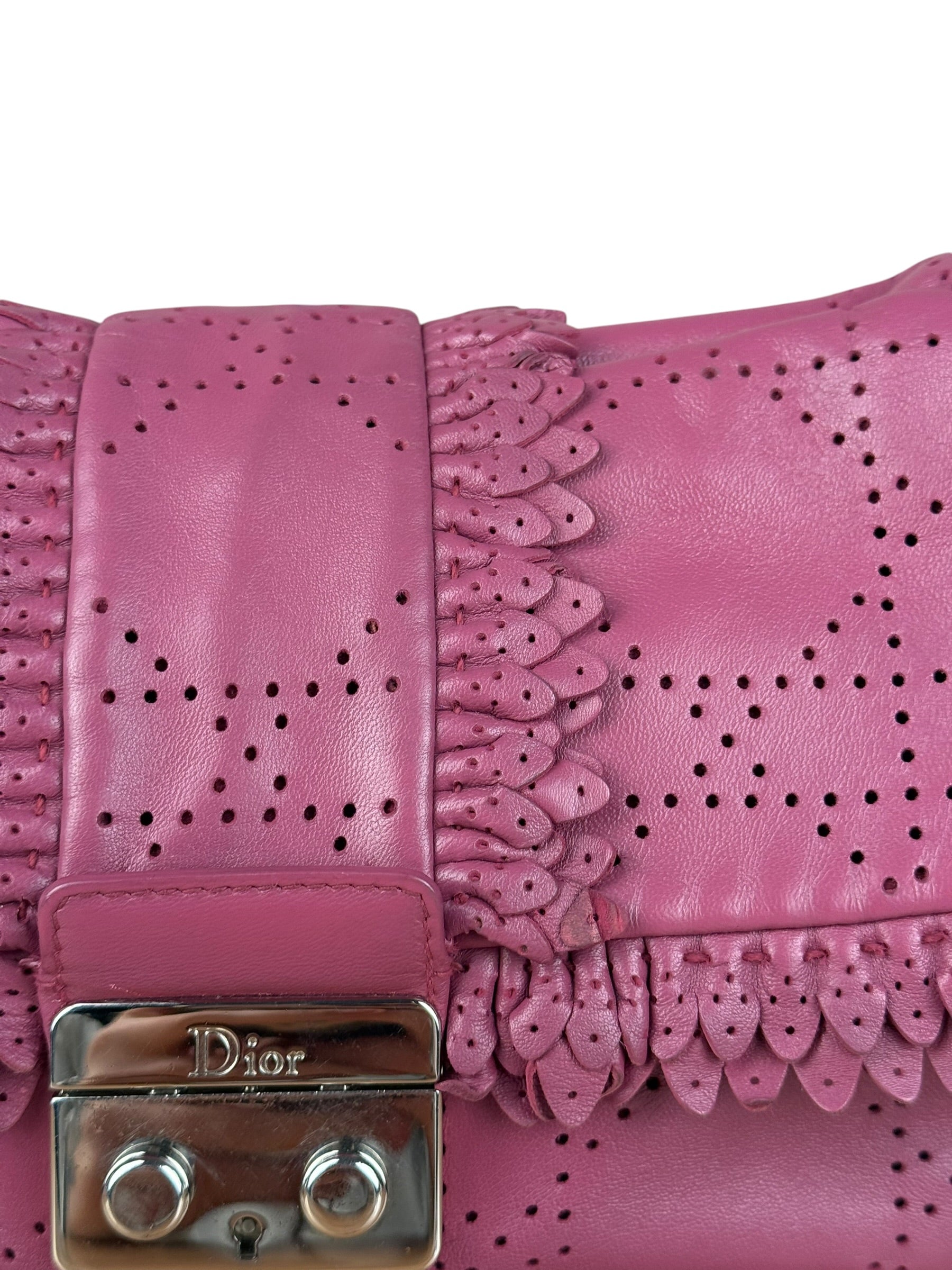 Christian Dior Purple Ruffle Leather New Lock Flap Bag