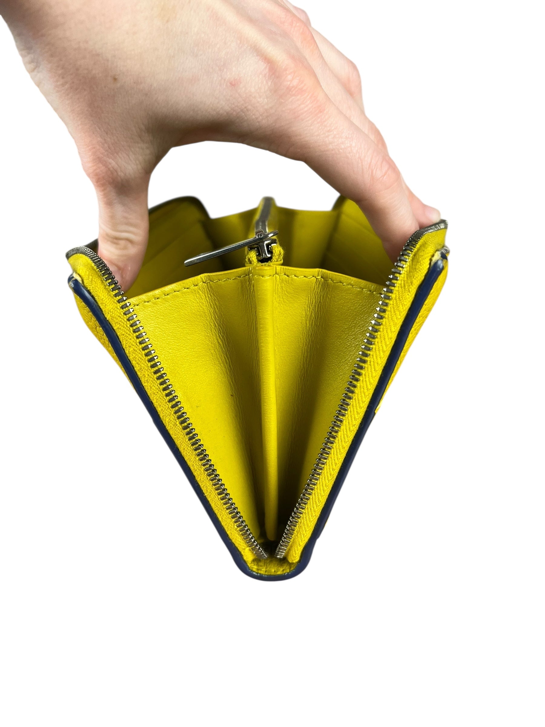 Bottega Veneta Large Intreccio Long Zip Wallet Yellow