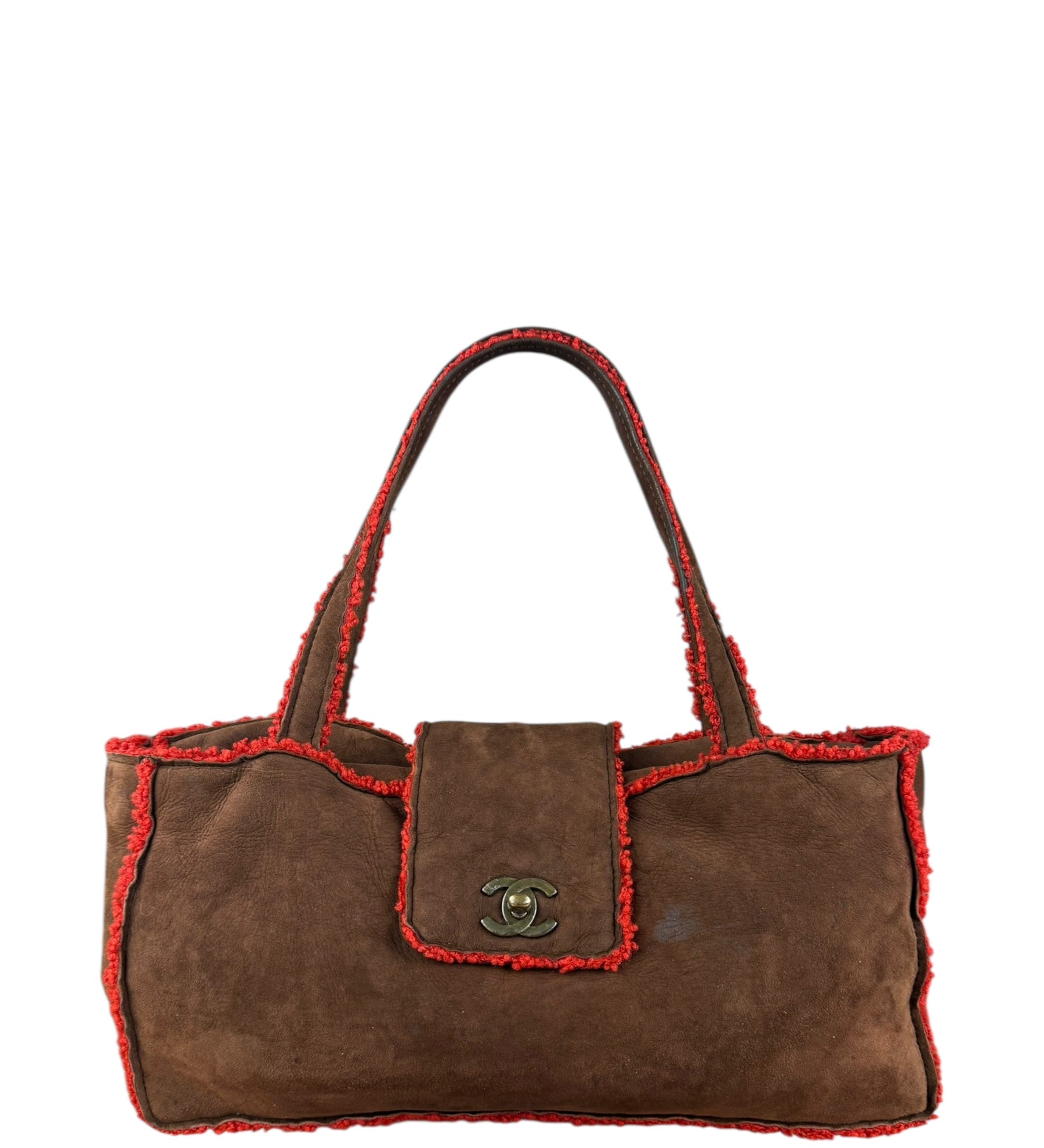 Chanel 1998 Coco Mark Brown Suede Handbag