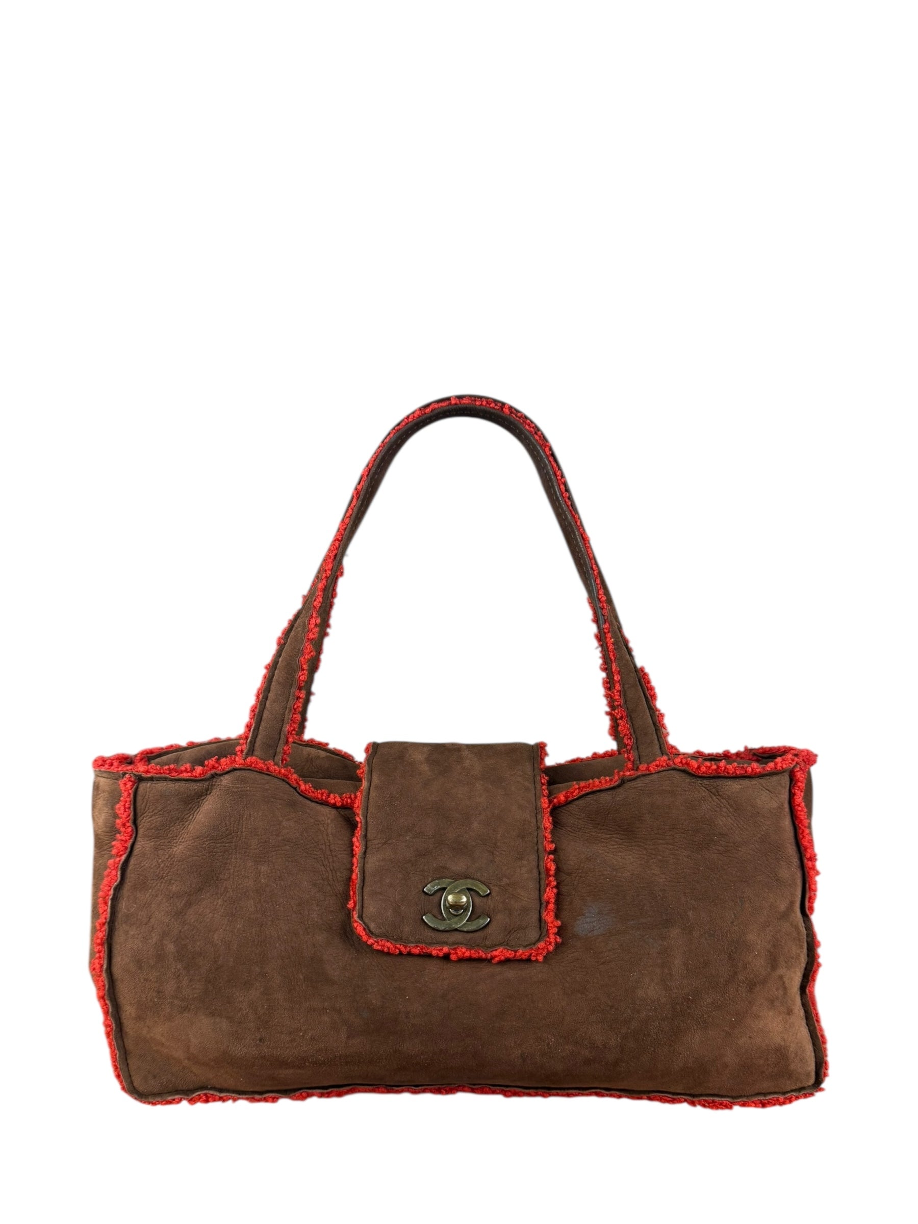 Chanel 1998 Coco Mark Brown Suede Handbag