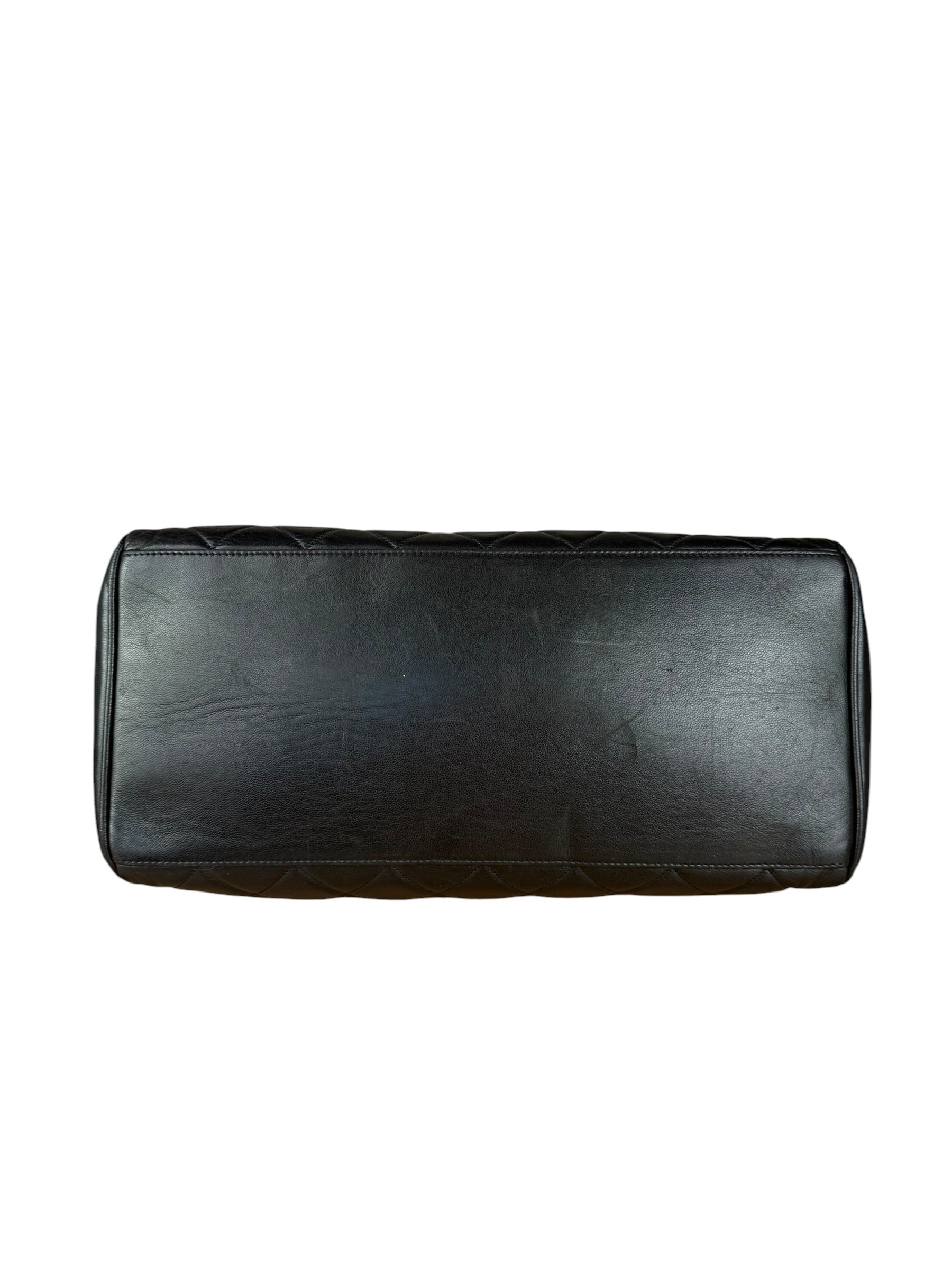 Chanel Black Quilted Leather Chain Shoulder Tote '94-'96