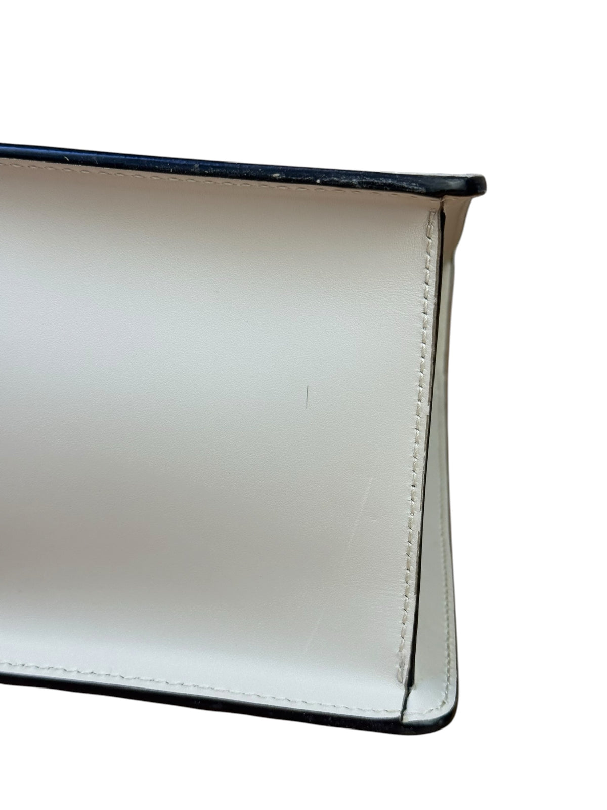 Gucci White Leather Sylvie Web Strap Top Handle