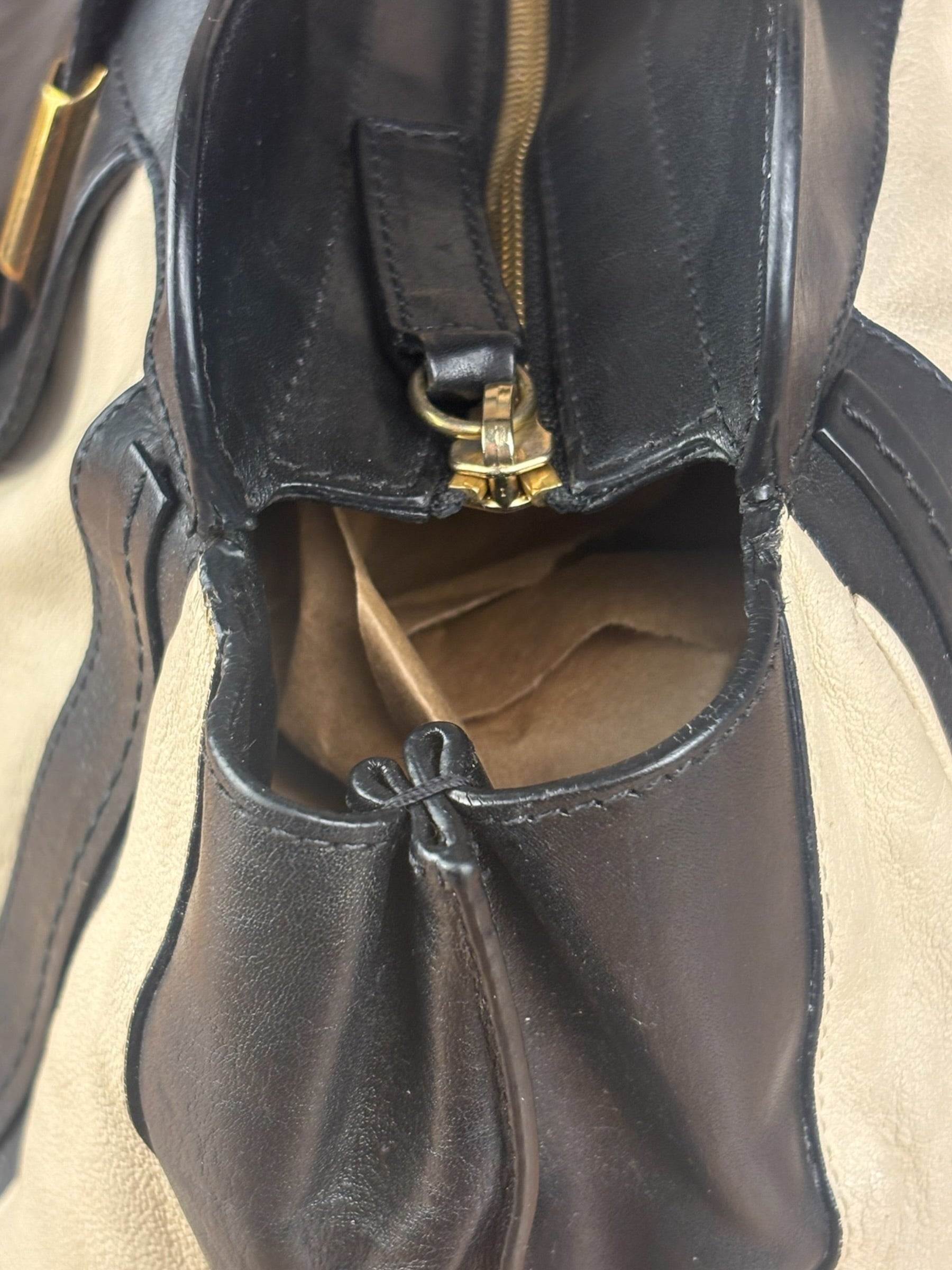 Chloe Beige/Black Leather Alice Satchel/Tote Bag