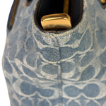 Coach Blue Leather Trim/Denim Signature Station Shoulder Bag
