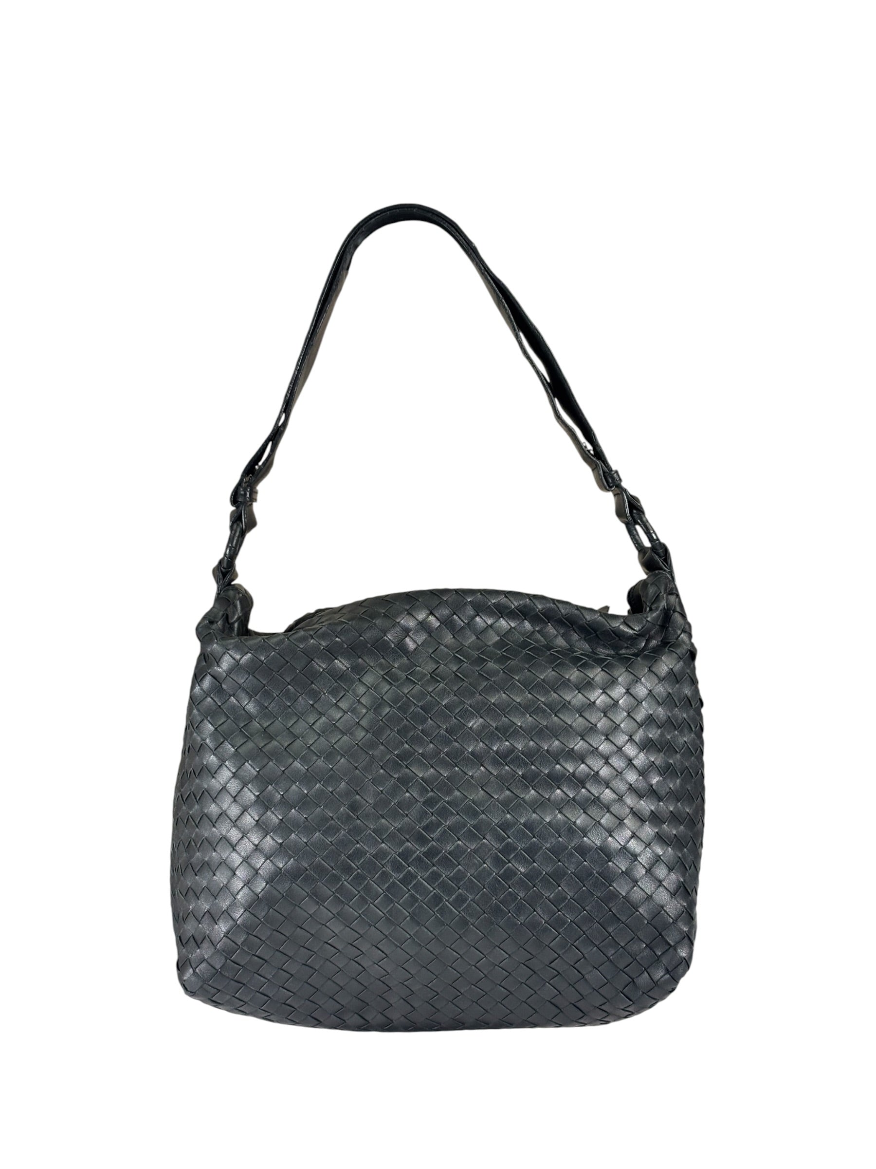 Bottega Veneta Black Intrecciato Woven Hobo Bag