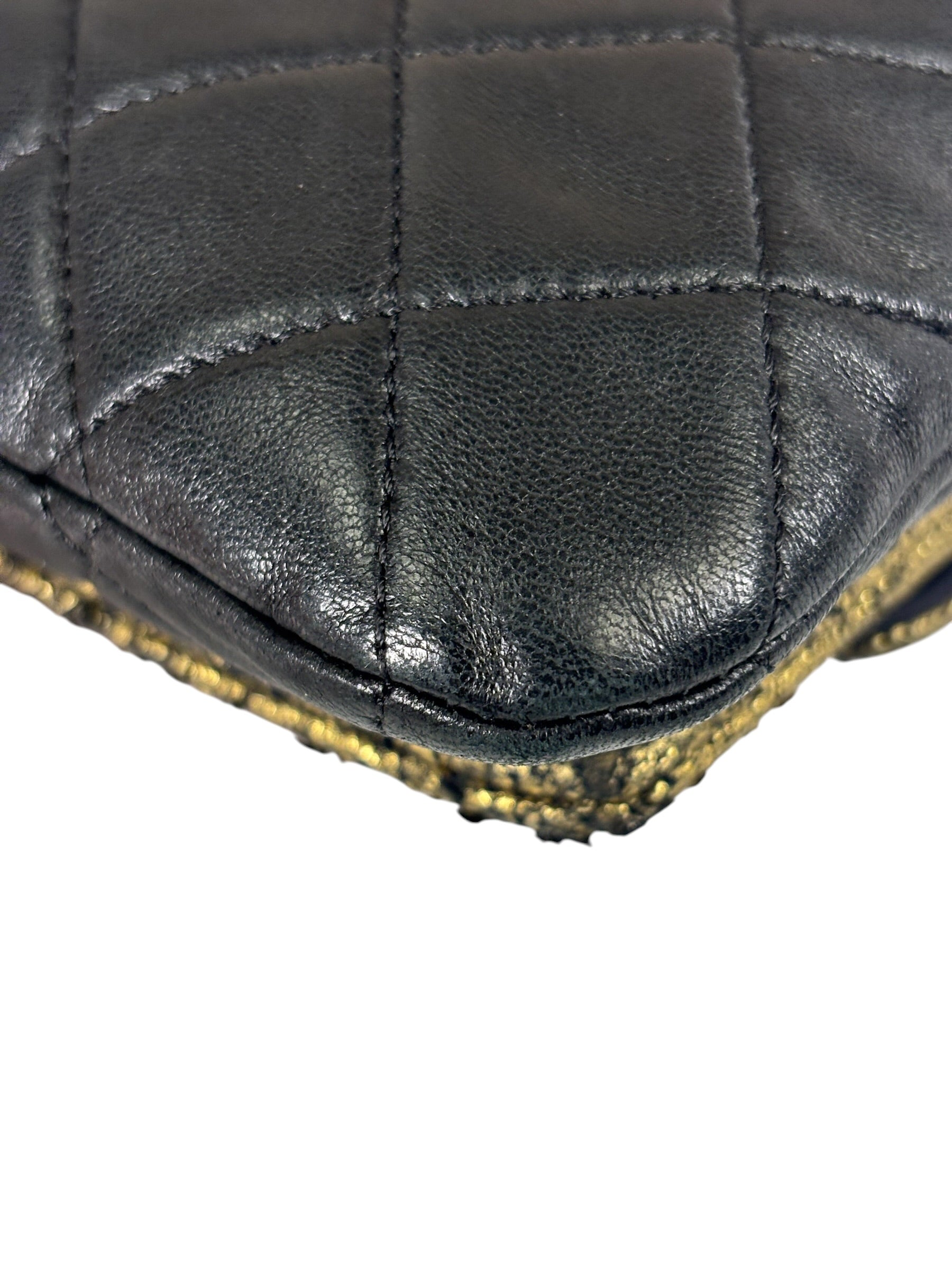 Chanel Black/Golden Quilted Lambskin Night Clutch On Chain Flap Bag 2012