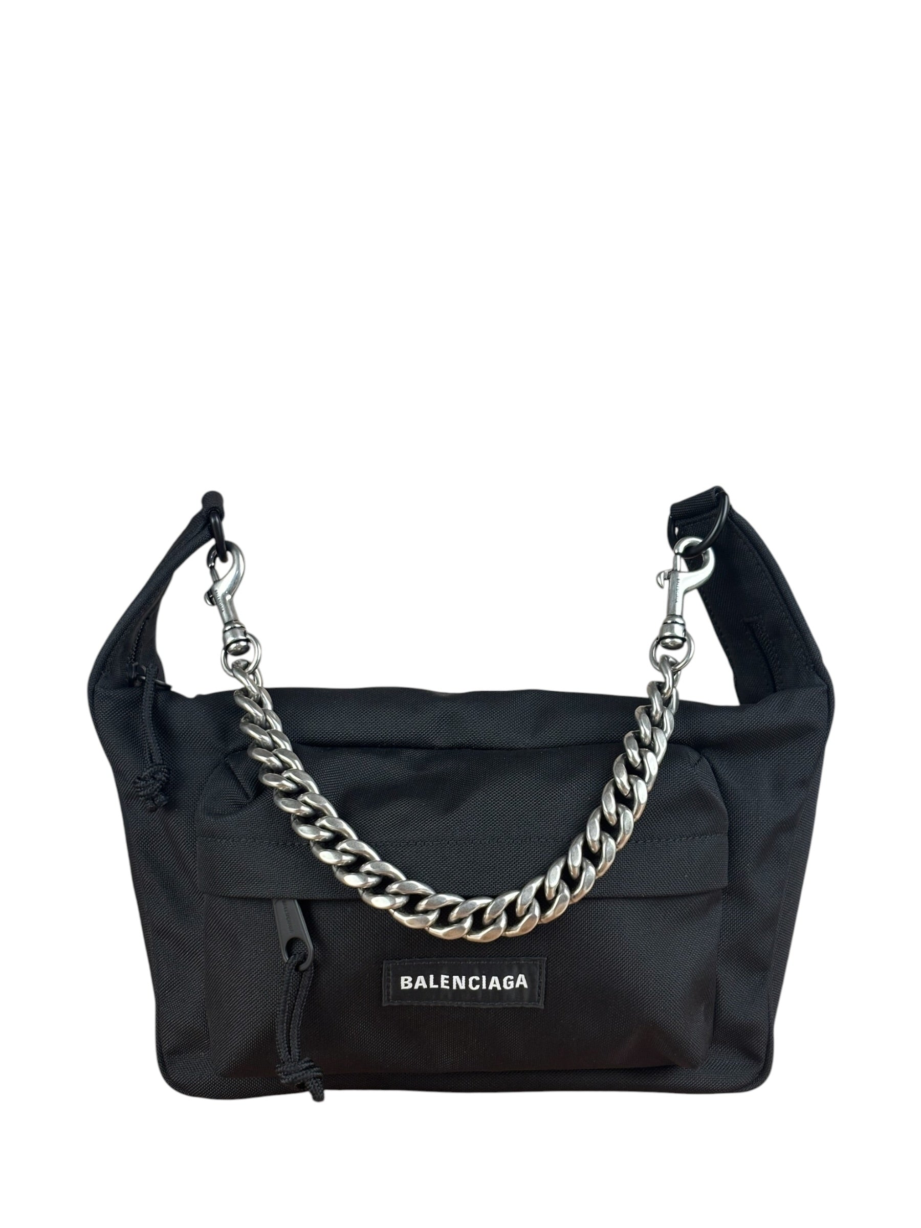 Balenciaga Black Nylon Chain Shoulder Bag