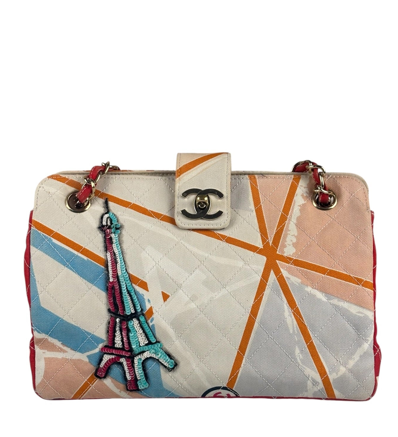 Chanel Map of Paris Quilted Print CC Chain Handbag 2005