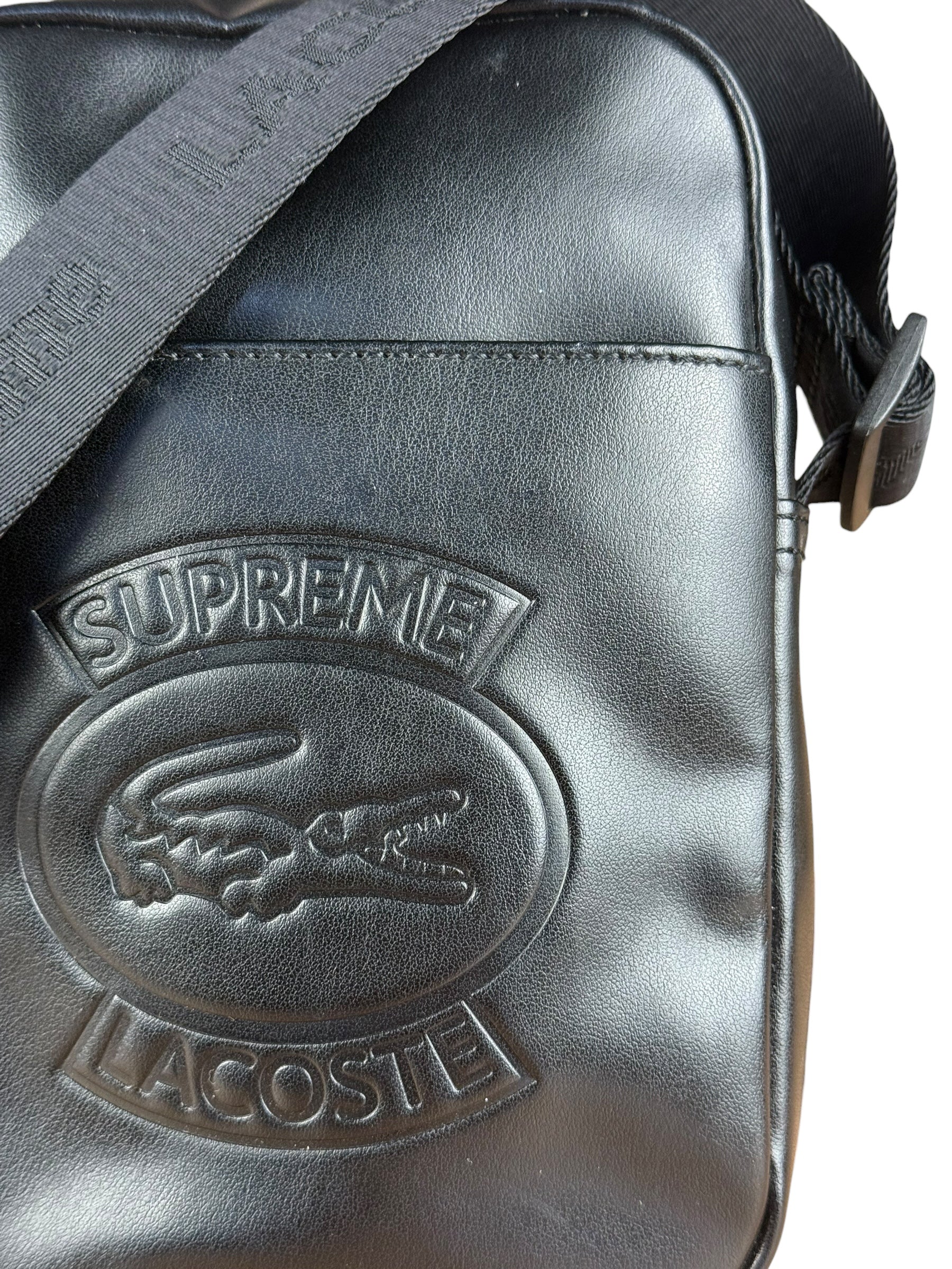 Supreme x Lacoste Black Leather Crossbody