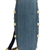Gucci Blue Denim GG Marmont Pearl Camera Bag