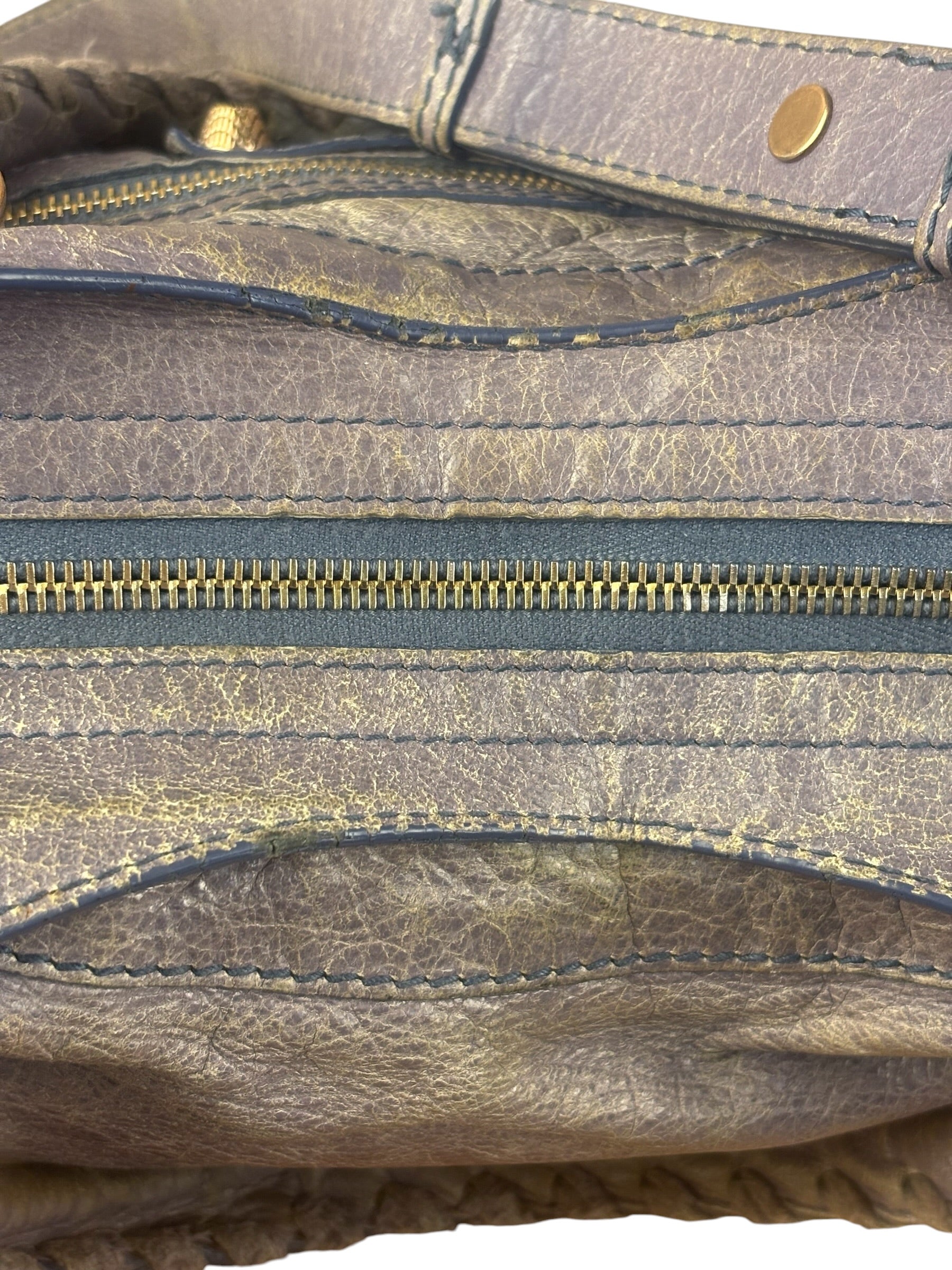 Balenciaga Vintage Distressed Purple Leather City Bag