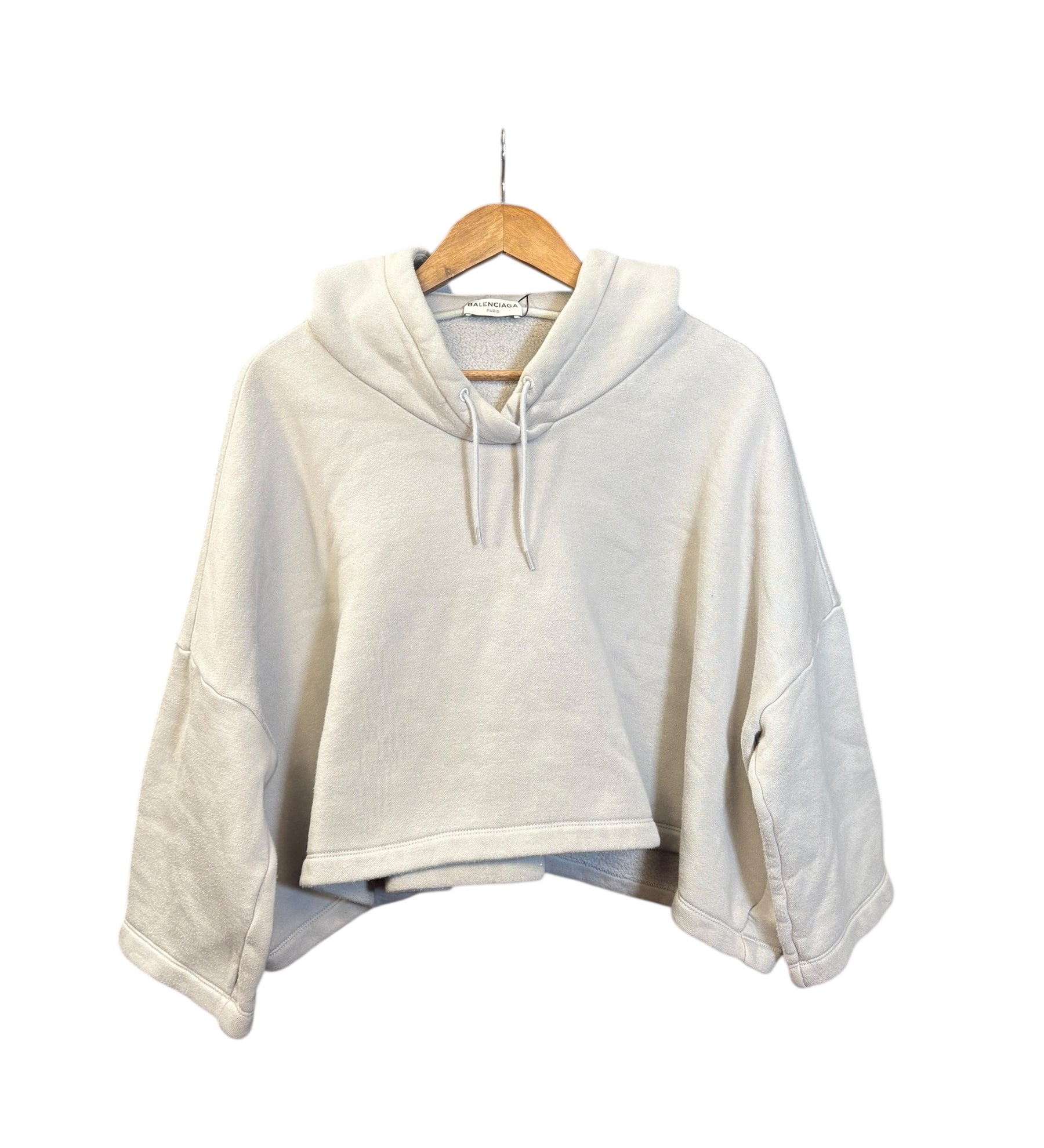 Balenciaga Grey Oversized Cropped Hoodie